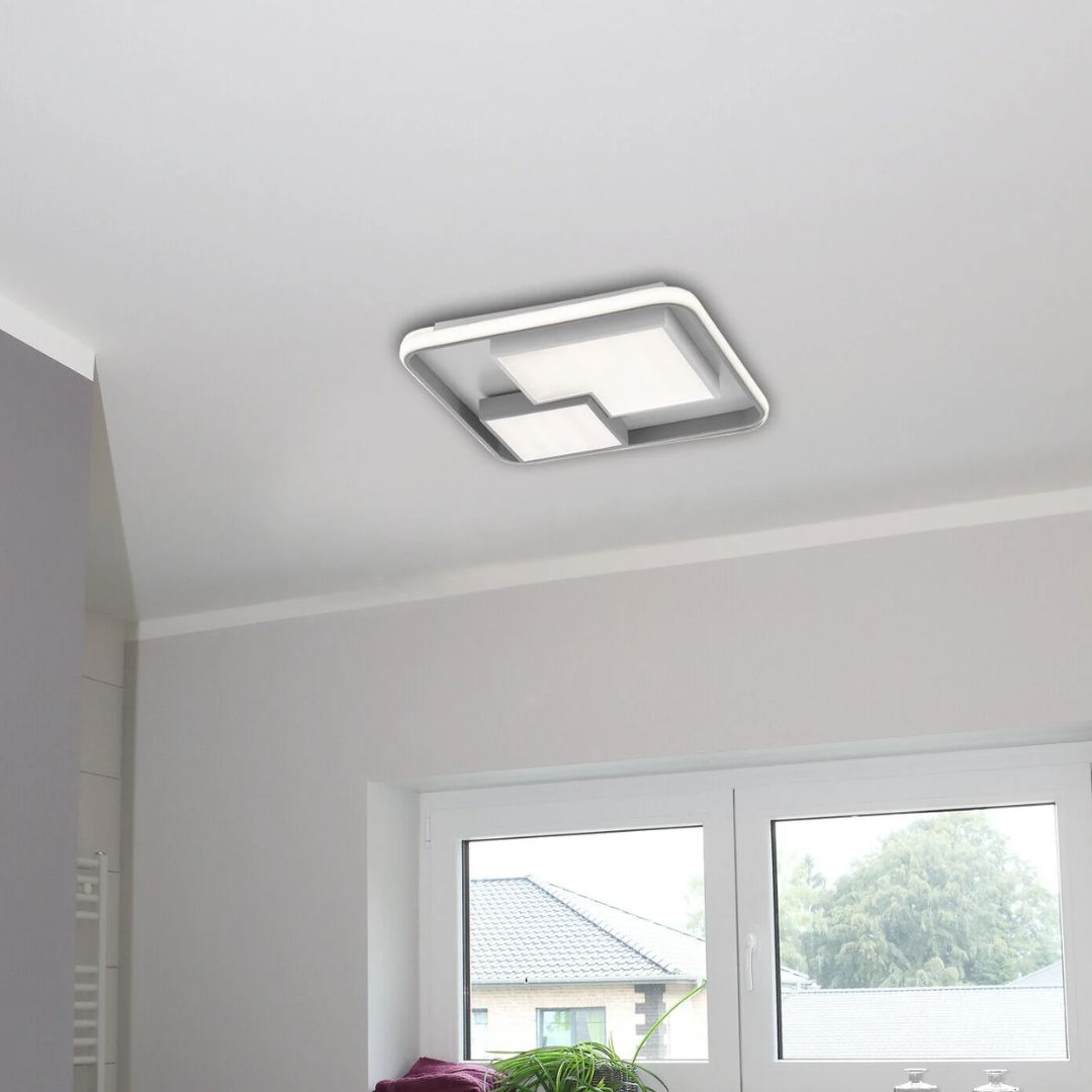 Plafoniera LED patrata cu lumina calda dimabila Fela gri - 2600 Lumeni