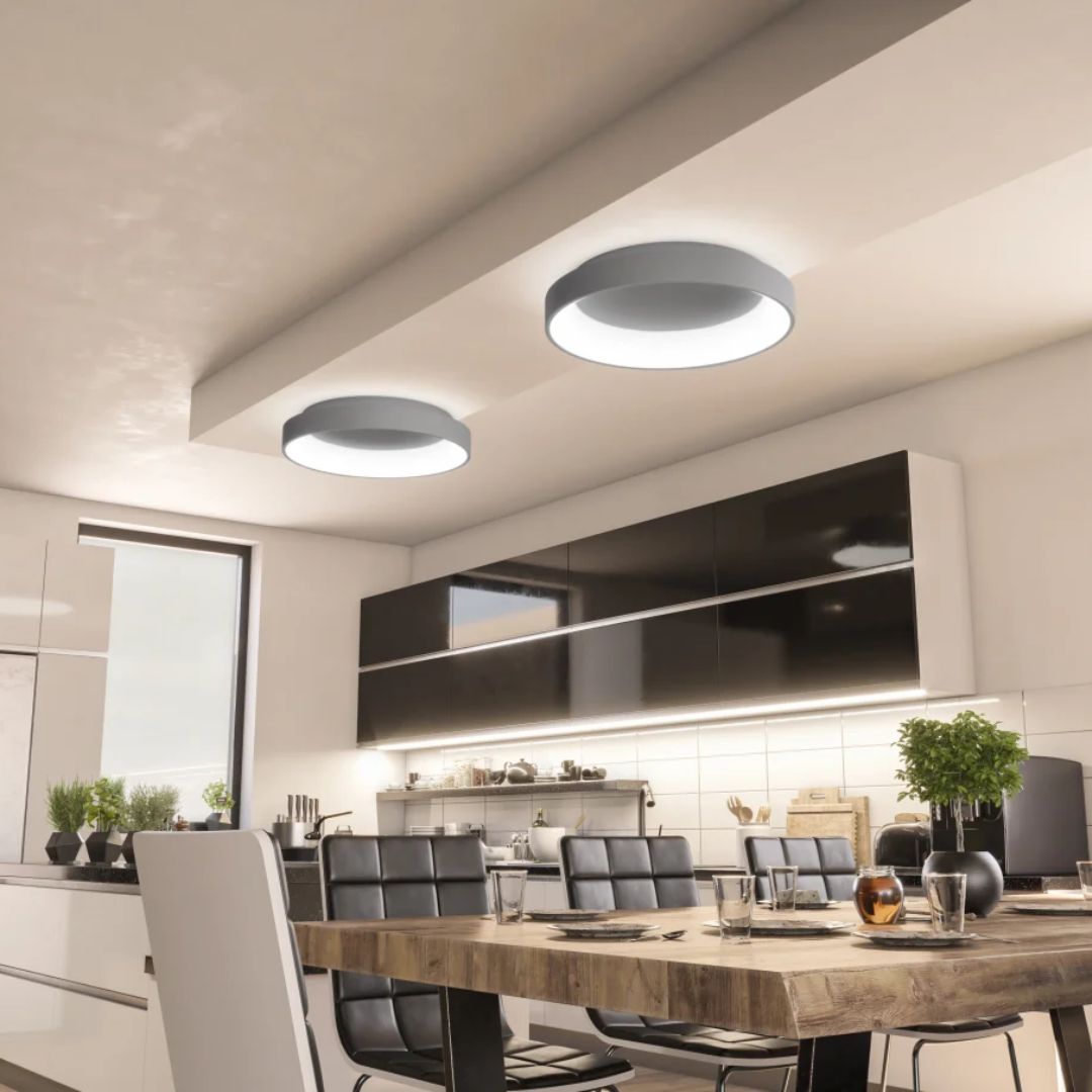 Plafoniera LED rotunda cu lumina calda dimabila Shay 2 gri antracit - 2800 Lumeni