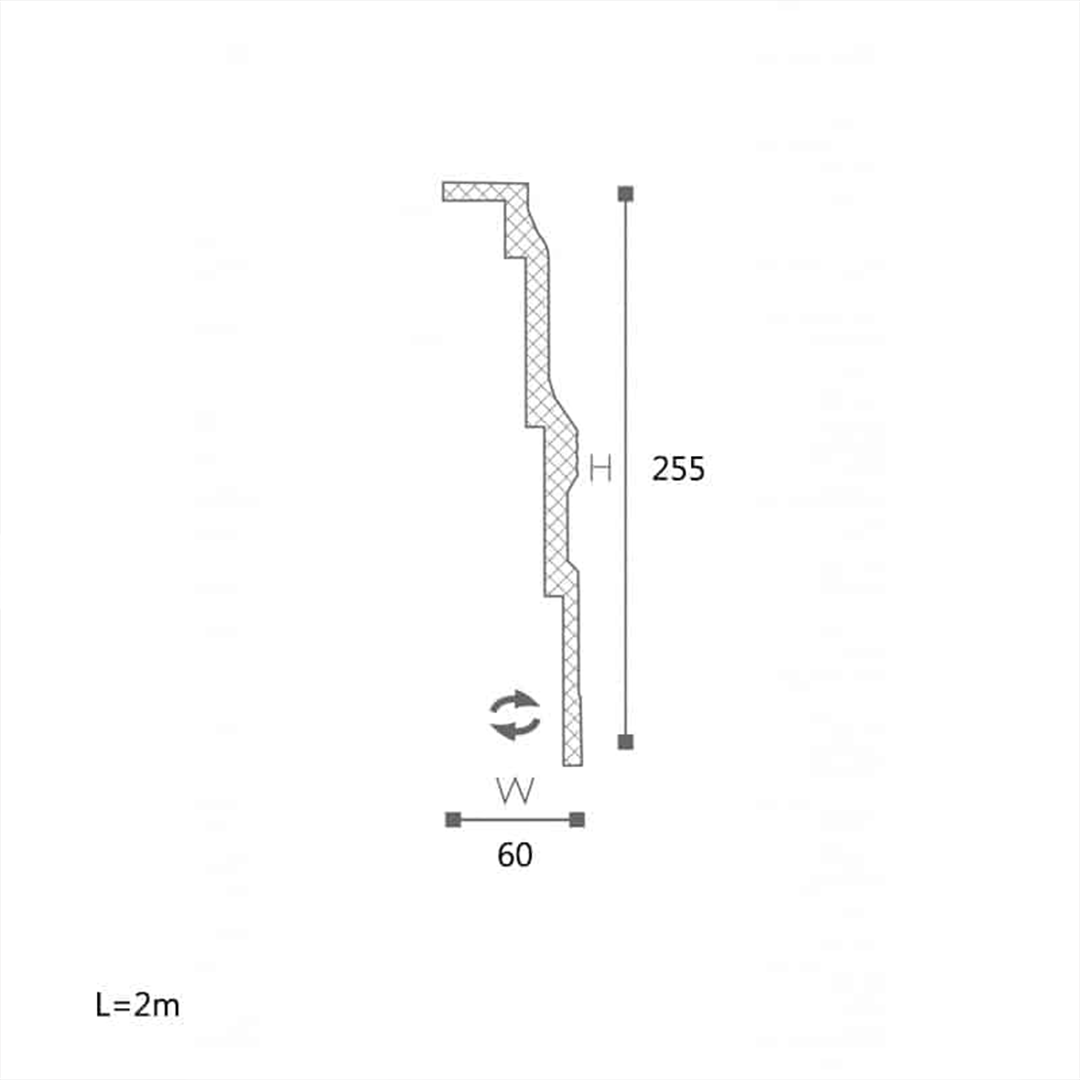 Cornisa pentru tavan din poliuretan AD21 - 25,5x6x200 cm