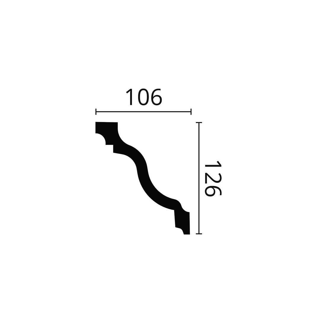 Cornisa pentru tavan din poliuretan Z22 - 12,6x10,6x200 cm