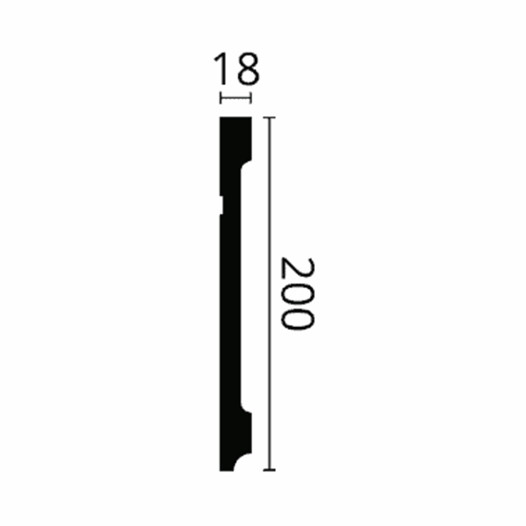 Plinta decorativa parchet alba din polimer dur Wallstyl FD20 200x18x2000