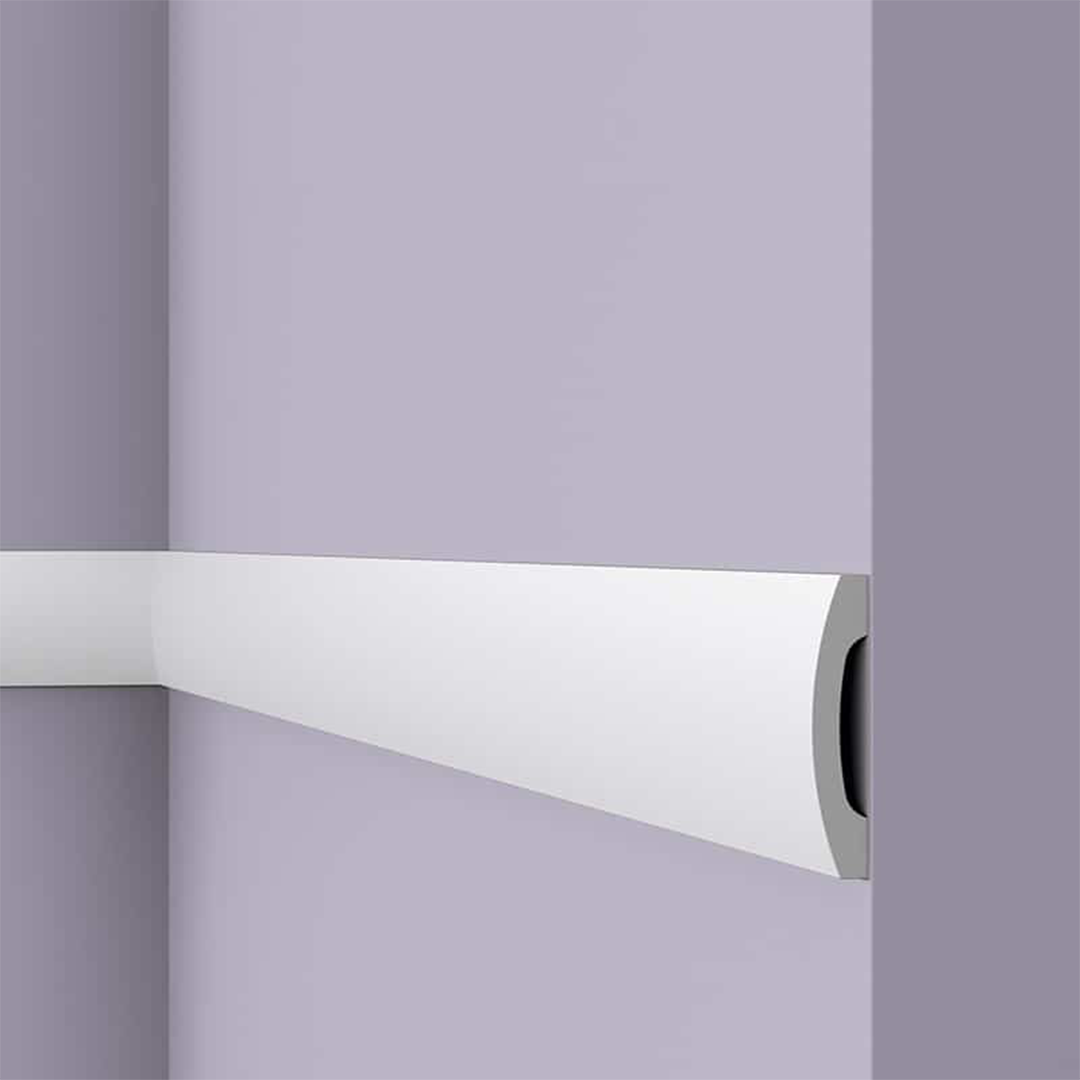Plinta decorativa parchet alba din polistiren dur Wallstyl FD3 100x20x2000