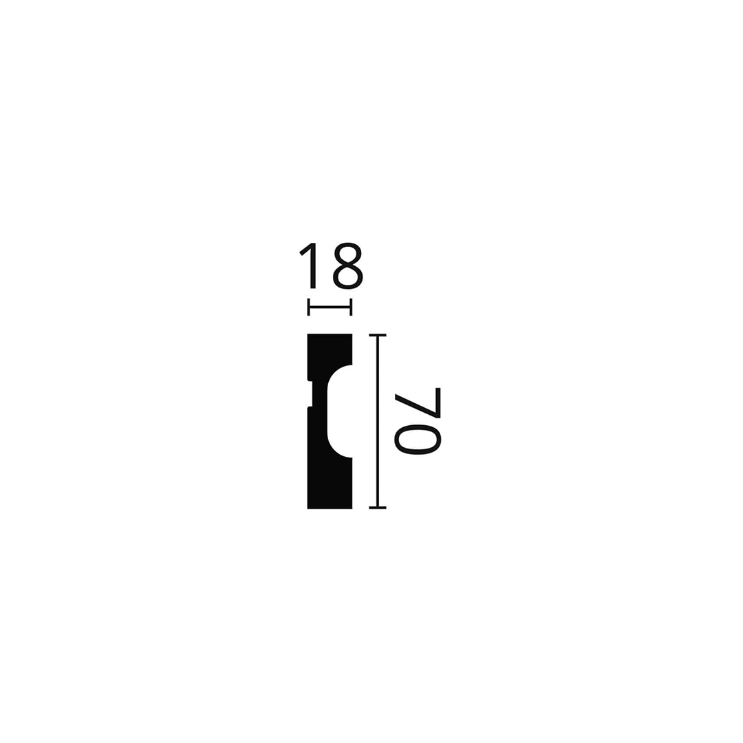 Plinta decorativa parchet alba din polistiren dur Wallstyl FD7 70x18x2000