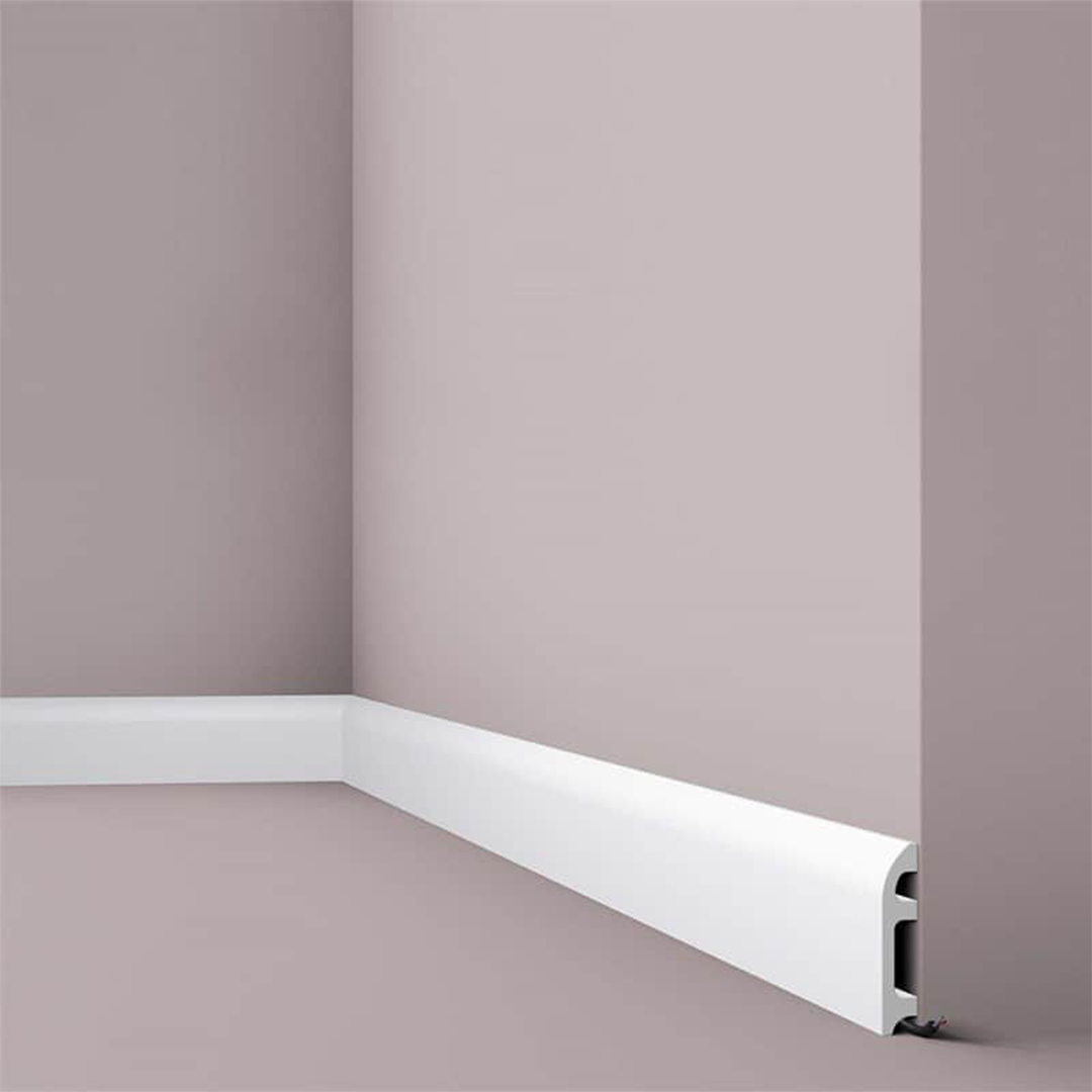 Plinta decorativa parchet alba din polistiren dur Wallstyl FL5 100x20x2000