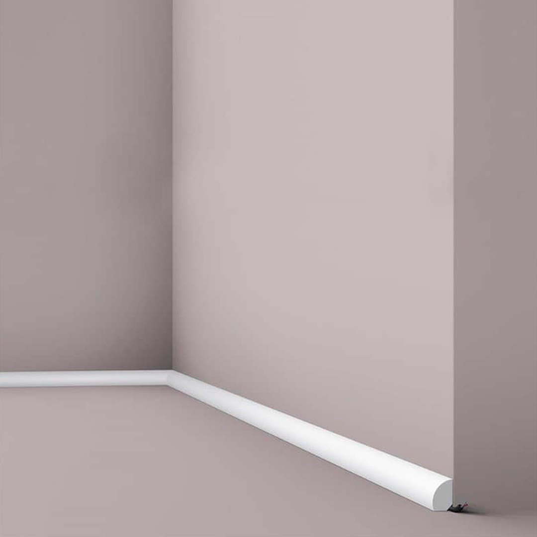 Plinta decorativa parchet alba din polistiren dur Wallstyl FL6 19x12x2000