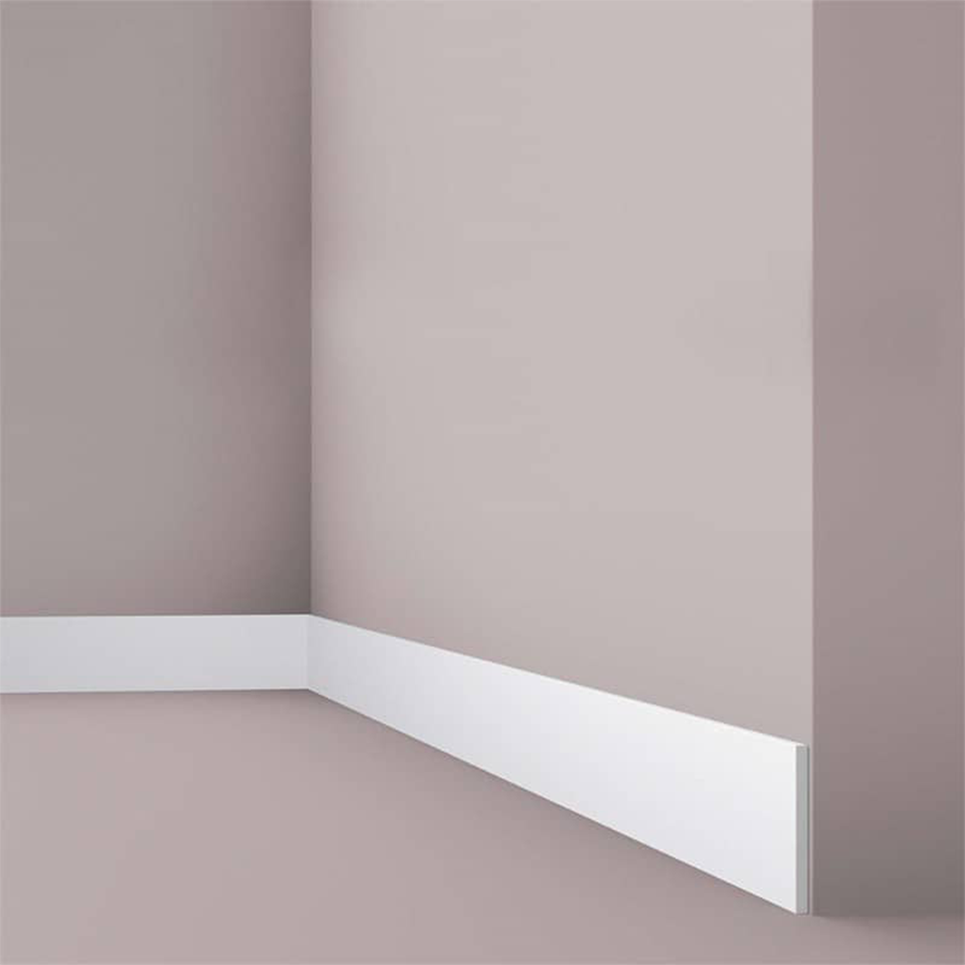 Plinta decorativa parchet alba din polistiren dur Wallstyl FL9 100x8x2000