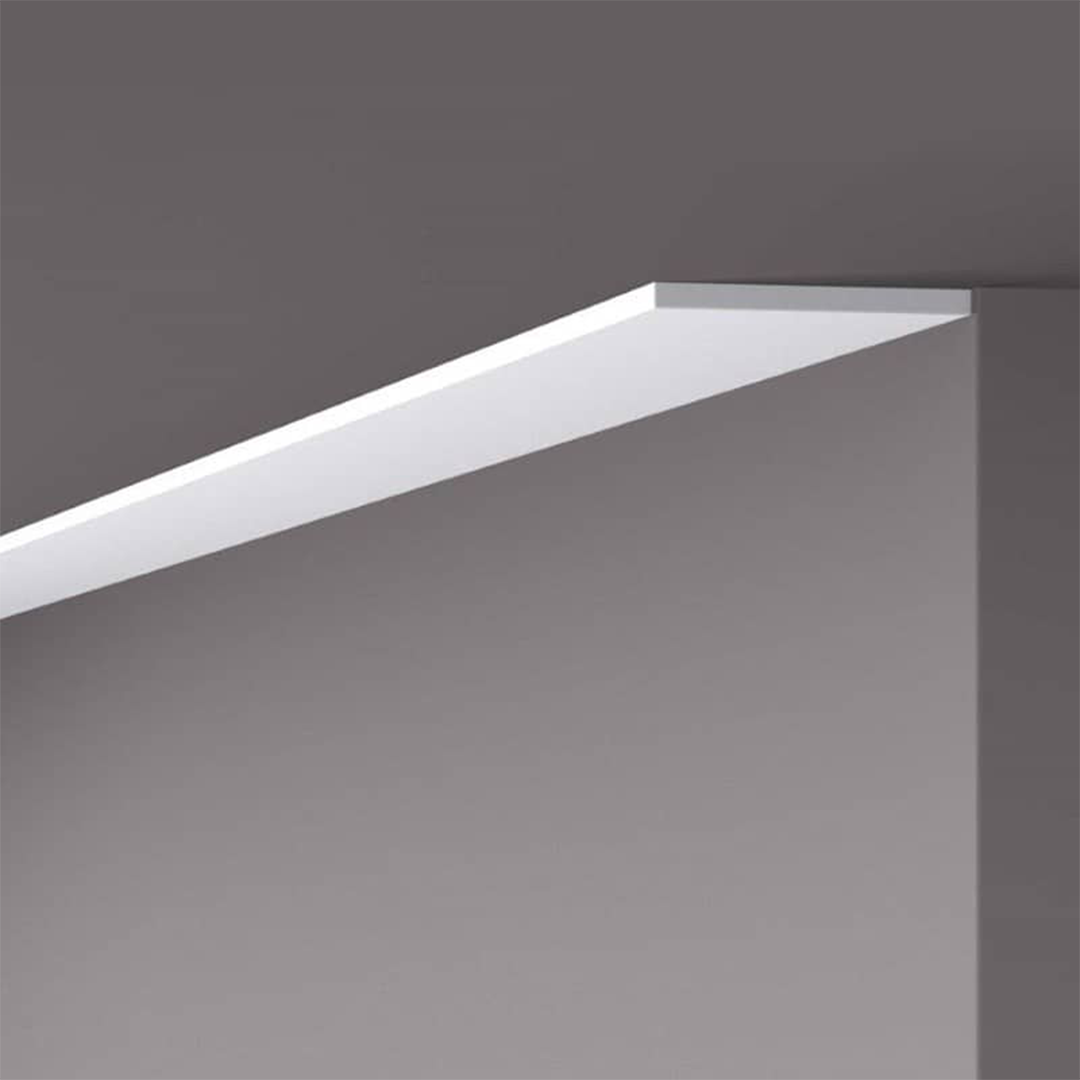 Plinta decorativa parchet alba din polistiren dur Wallstyl FL9 100x8x2000