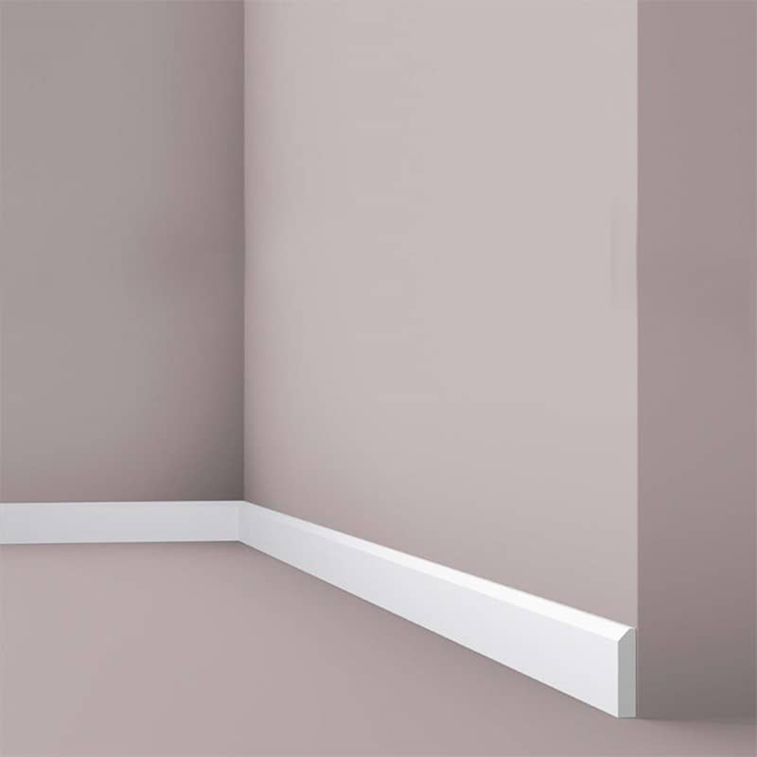 Plinta decorativa parchet alba din polistiren dur Wallstyl FT2 58x13x2000