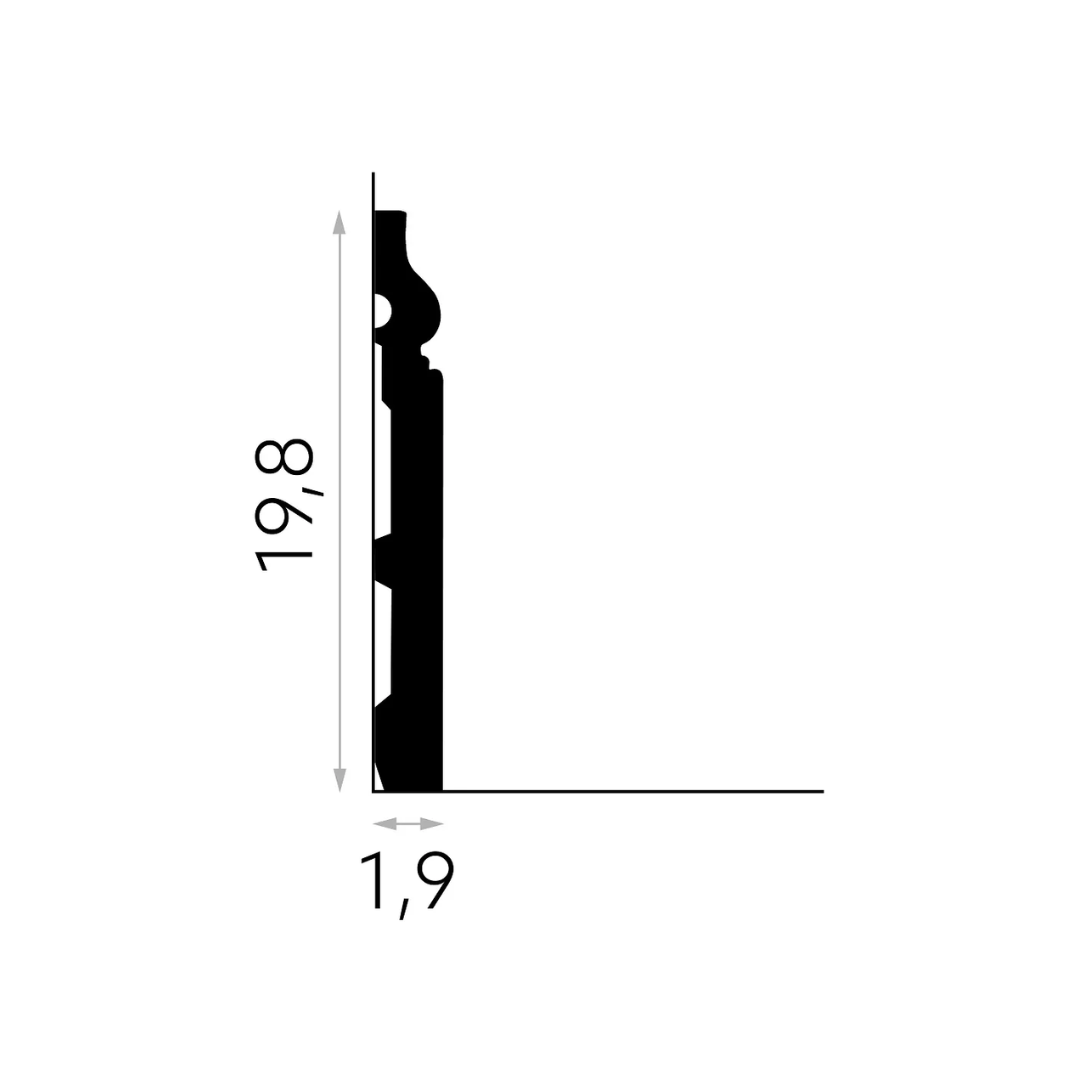 Plinta din duropolimer MD020 - 19.8x1.9x200 cm