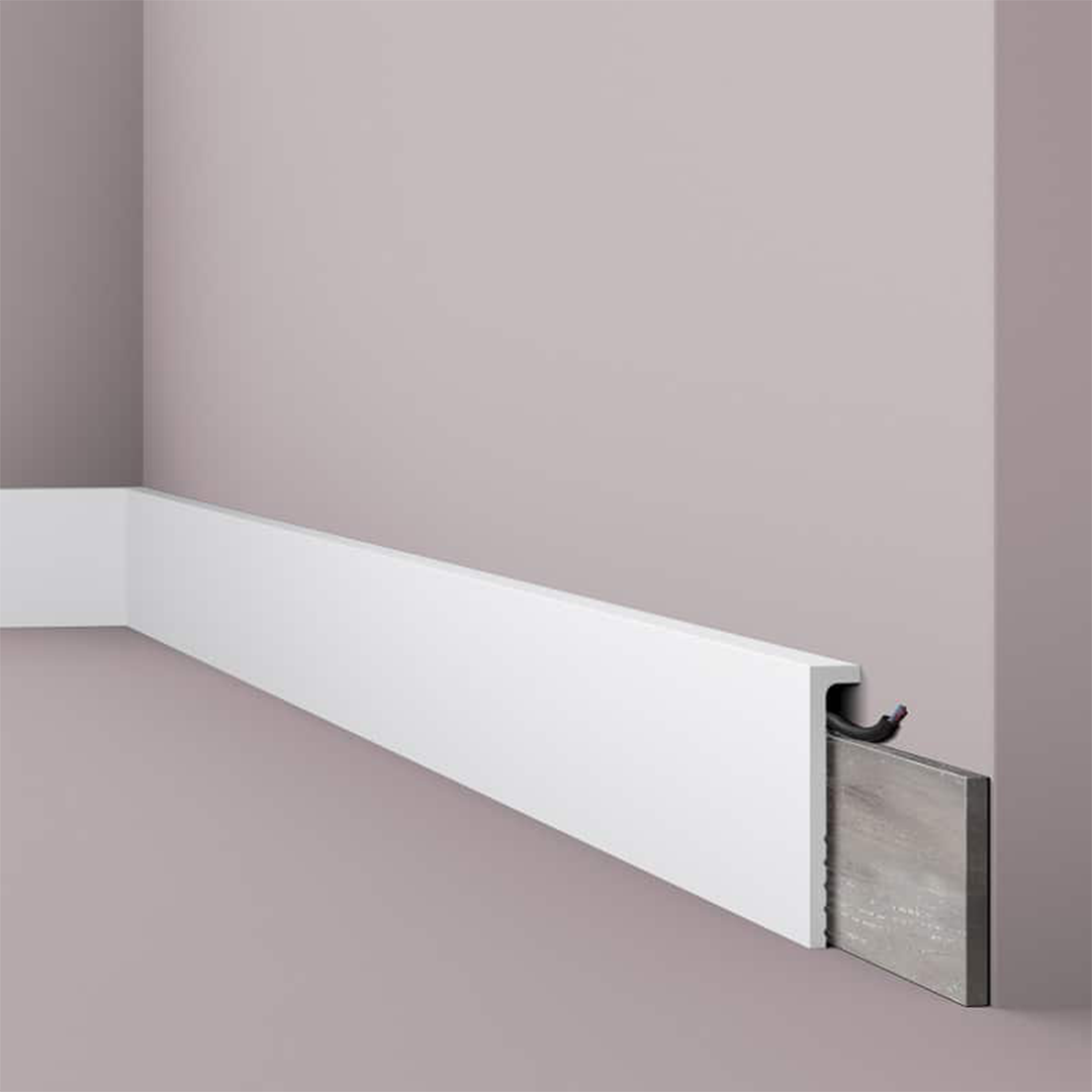 Plinta parchet alba din polimer dur Wallstyl CF2S 110x22x2000