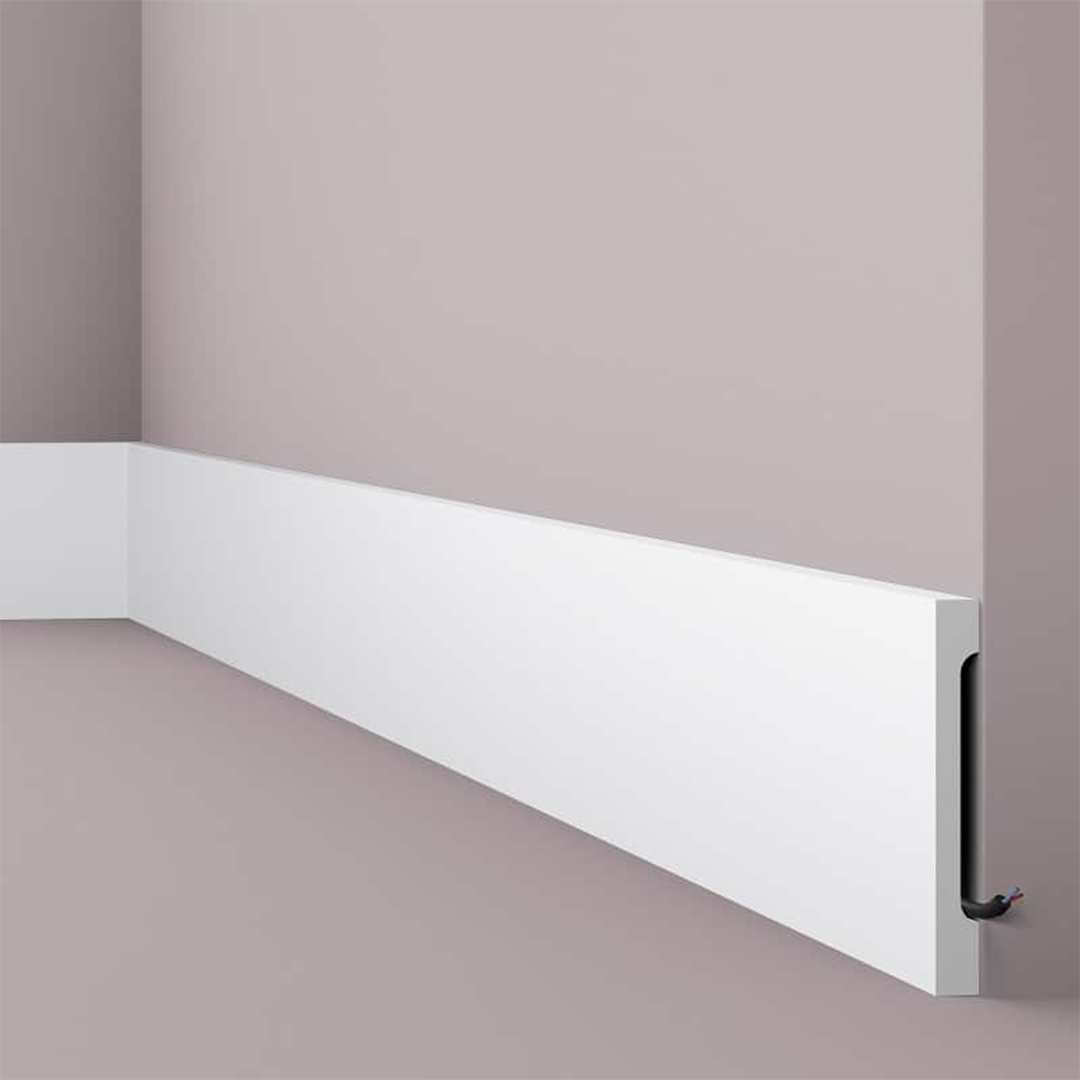 Plinta parchet alba din polimer dur Wallstyl FD15S 150x18x2000