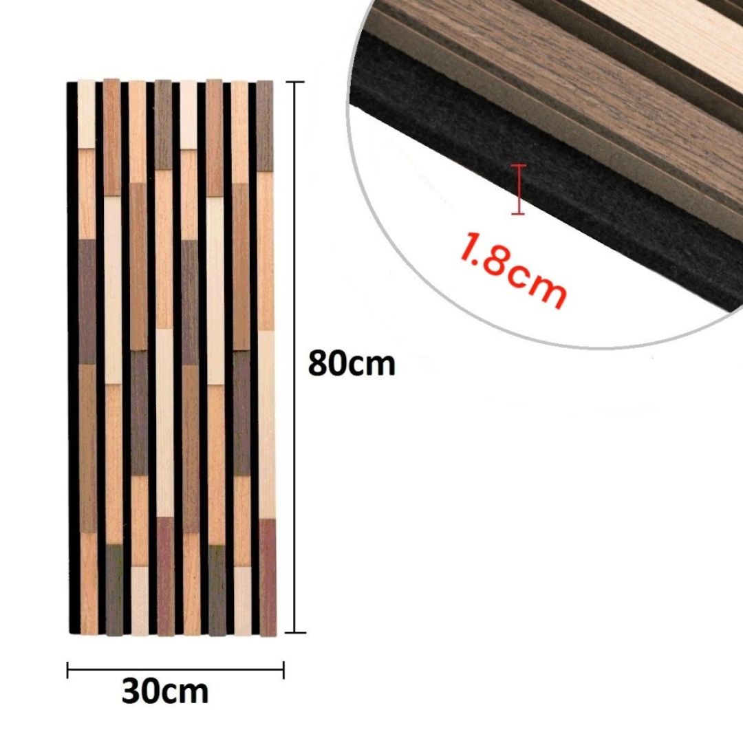 Riflaj Acustic din MDF si Pâslă Multicolor D6779 – 80x30x1.8 cm