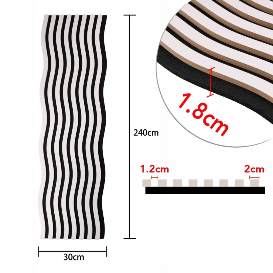 Riflaj Acustic din MDF si Pasla Alb D6248 – 30×1,8×240 cm