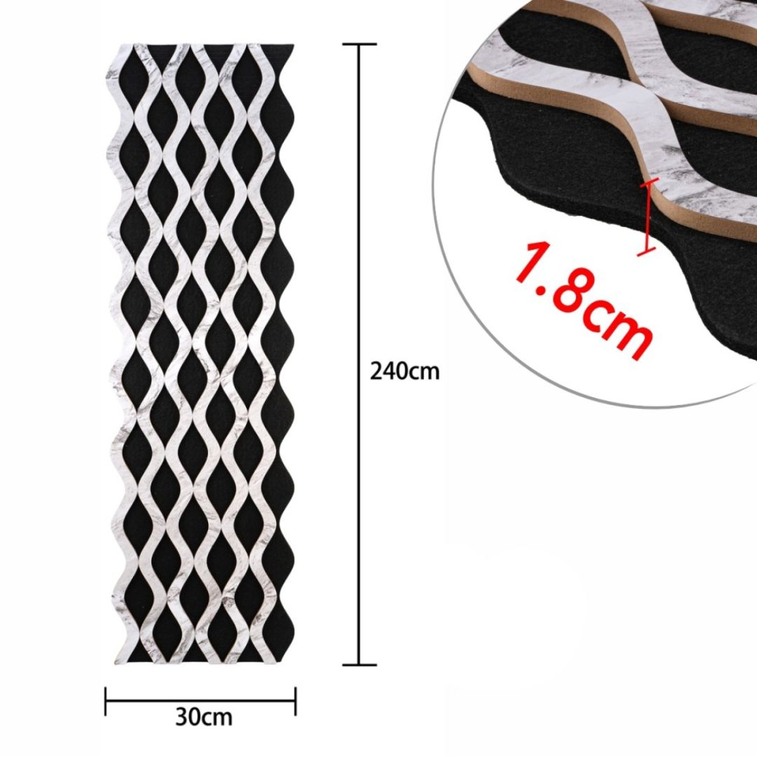 Riflaj Acustic din MDF si Pasla Alb Marmura D6238 – 30×1,8×240 cm