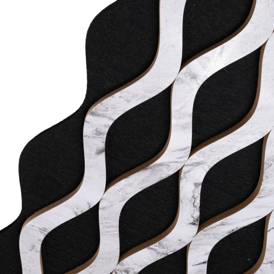 Riflaj Acustic din MDF si Pasla Alb Marmura D6238 – 30×1,8×240 cm