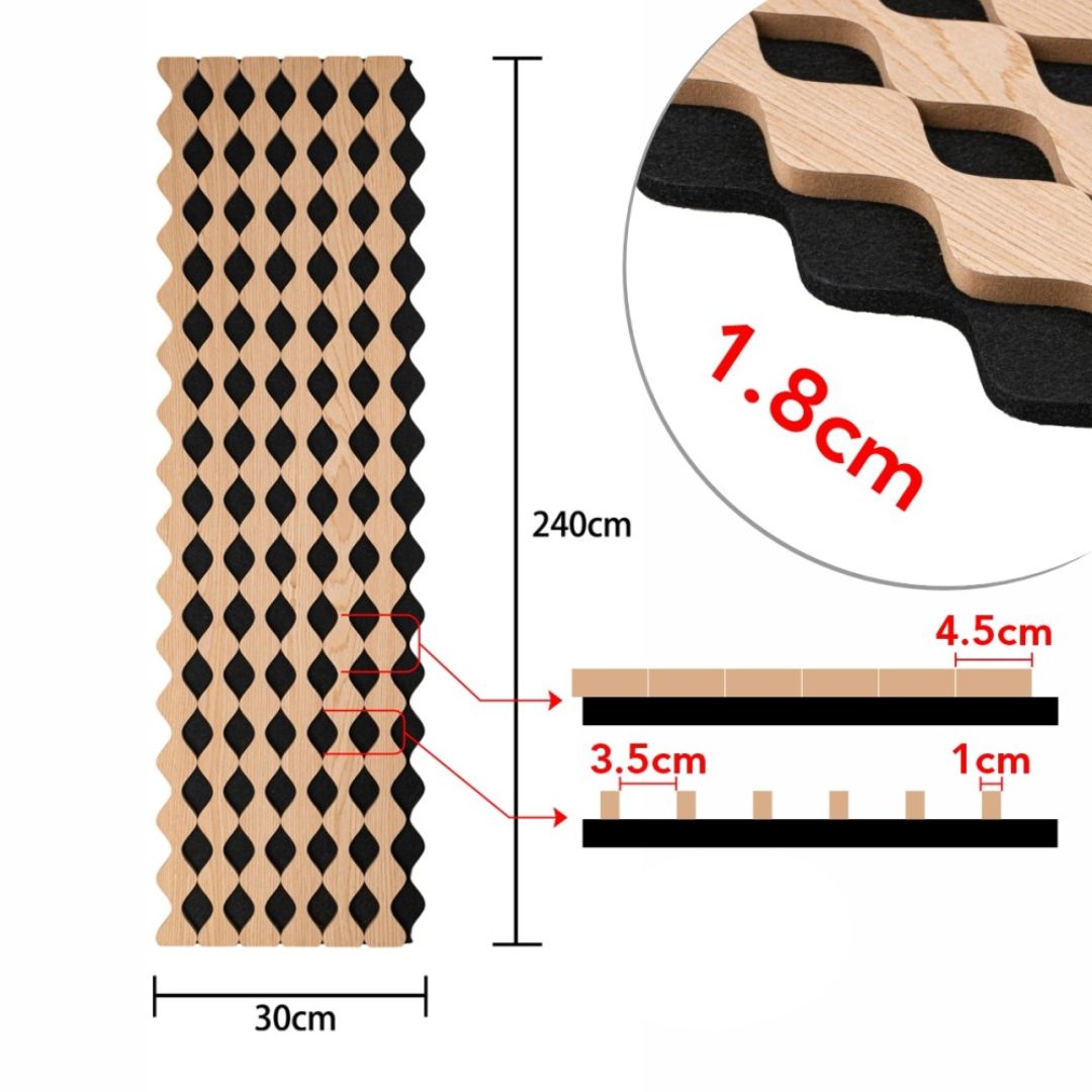 Riflaj Acustic din MDF si Pasla Castan D6233 – 30×1,8×240 cm