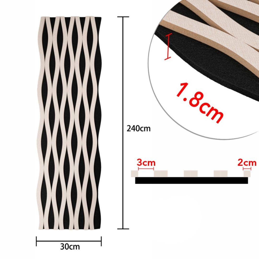 Riflaj Acustic din MDF si Pasla Grej D6241 – 30×1,8×240 cm