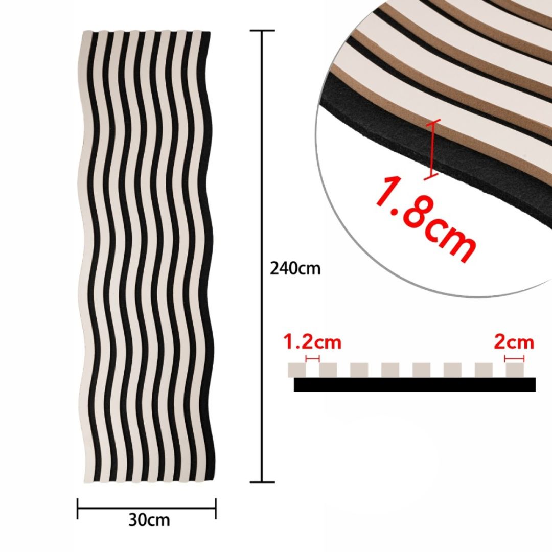 Riflaj Acustic din MDF si Pasla Grej D6247 – 30×1,8×240 cm