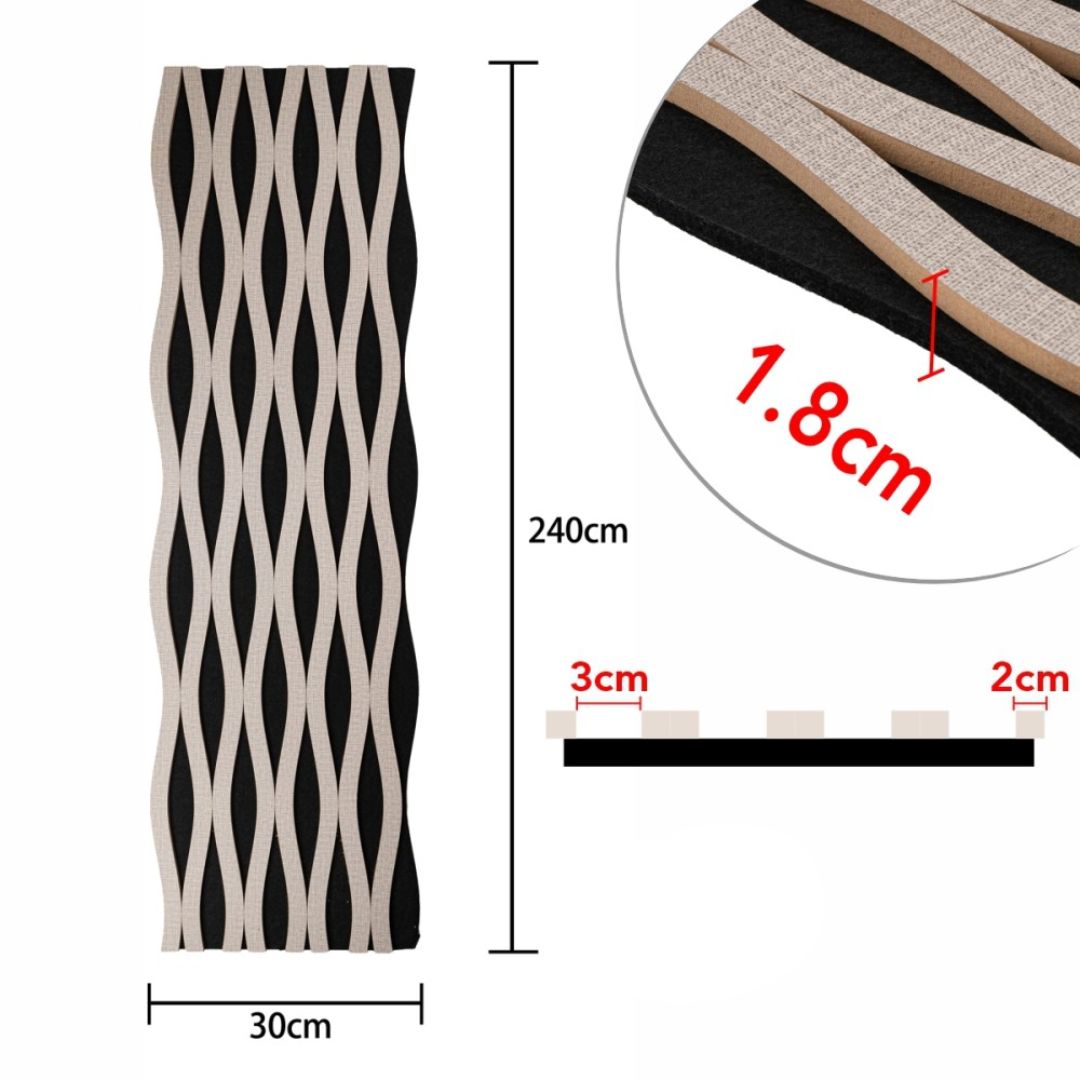 Riflaj Acustic din MDF si Pasla Gri D6243 – 30×1,8×240 cm