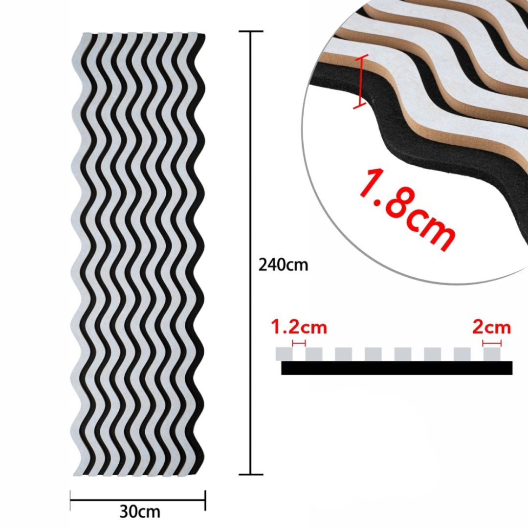 Riflaj Acustic din MDF si Pasla Gri D6245 – 30×1,8×240 cm
