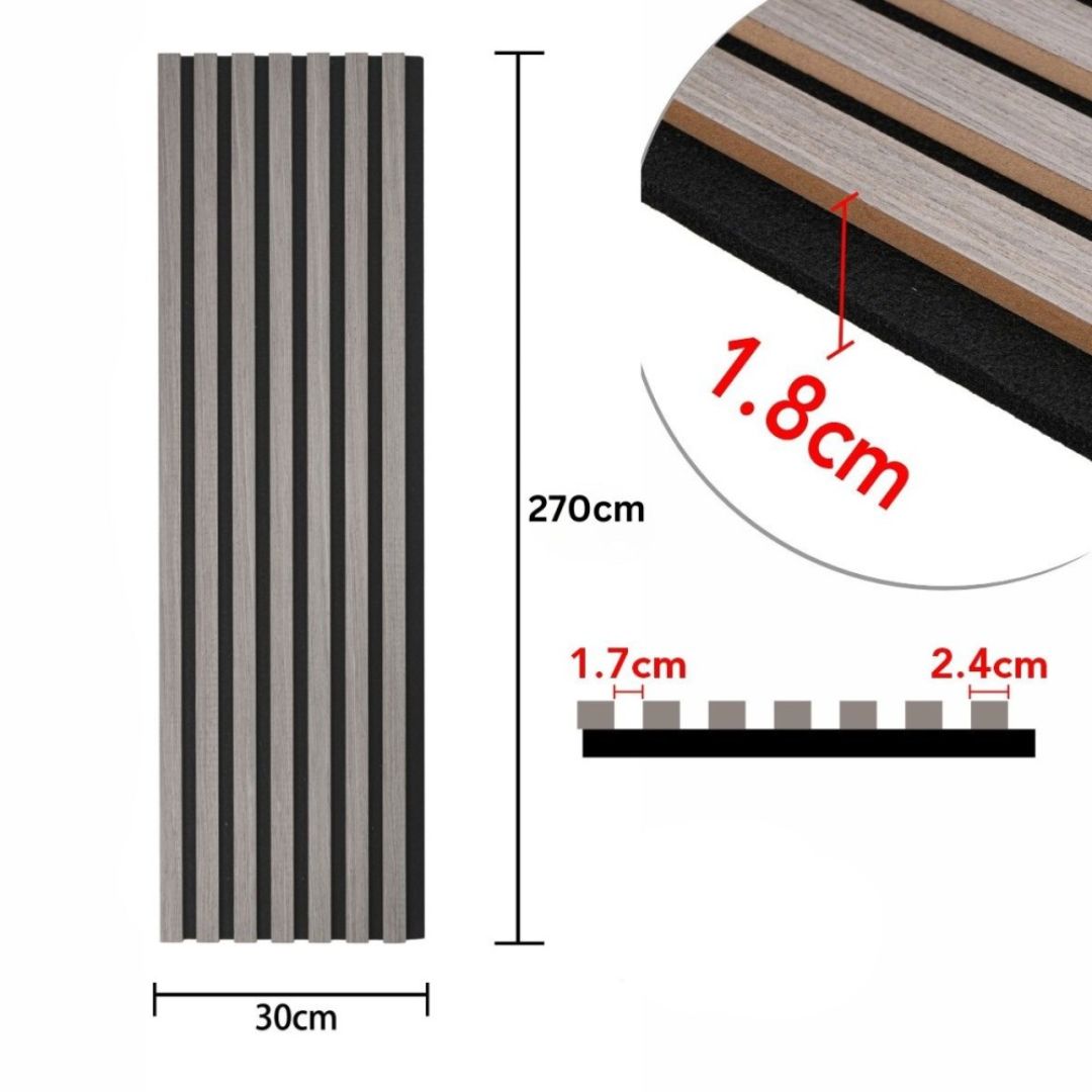 Riflaj Acustic din MDF si Pasla Gri D7101 – 30×1,8×270 cm