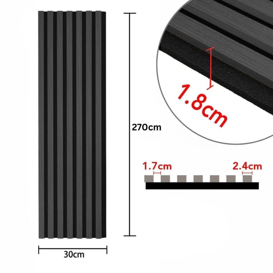 Riflaj Acustic din MDF si Pasla Gri Inchis D7103 – 30×1,8×270 cm