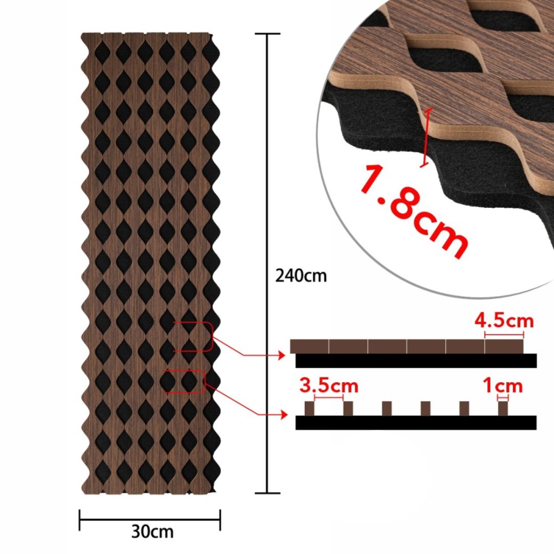 Riflaj Acustic din MDF si Pasla Nuc D6232 – 30×1,8×240 cm
