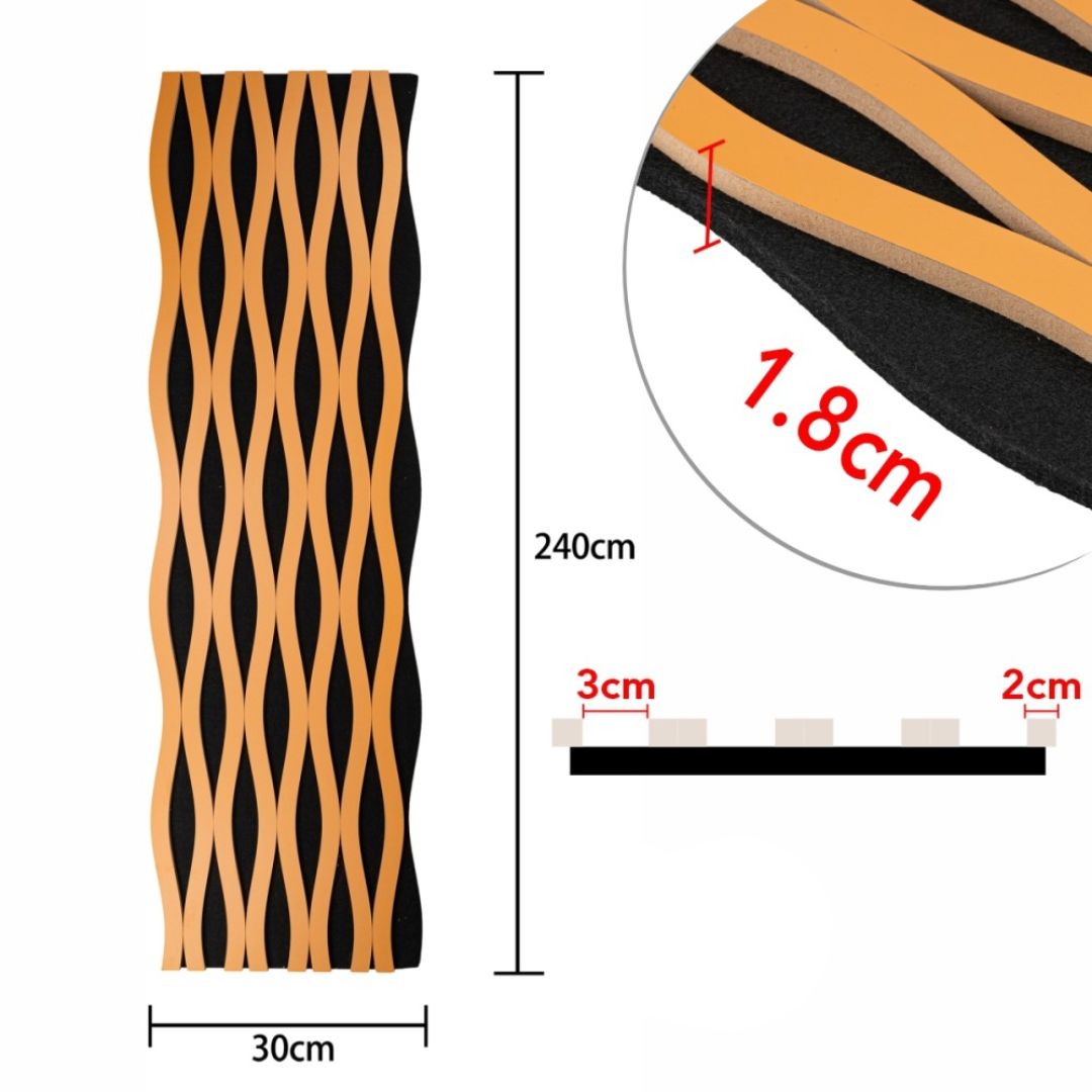 Riflaj Acustic din MDF si Pasla Orange D6242 – 30×1,8×240 cm