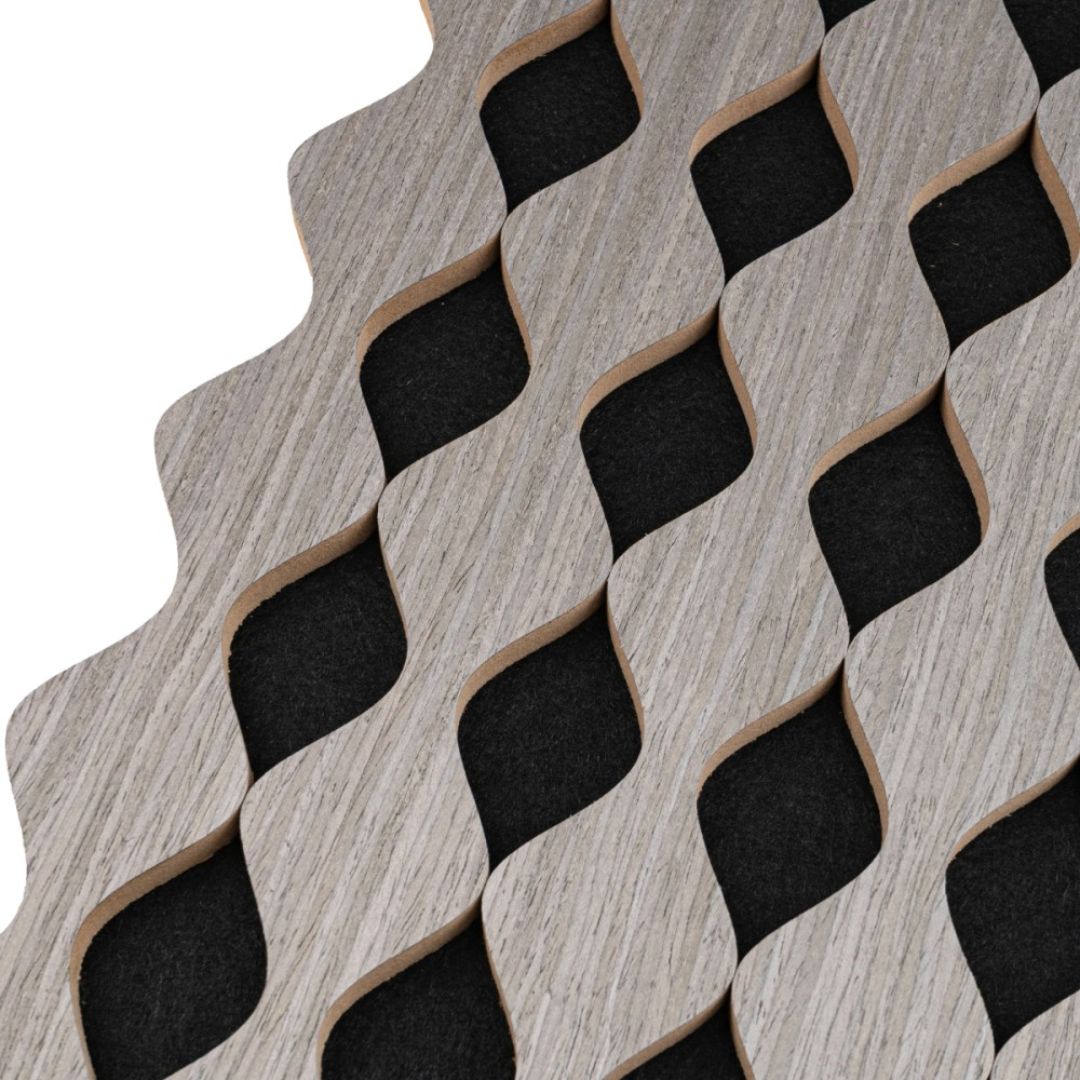 Riflaj Acustic din MDF si Pasla Stejar Antracit D6234 – 30×1,8×240 cm