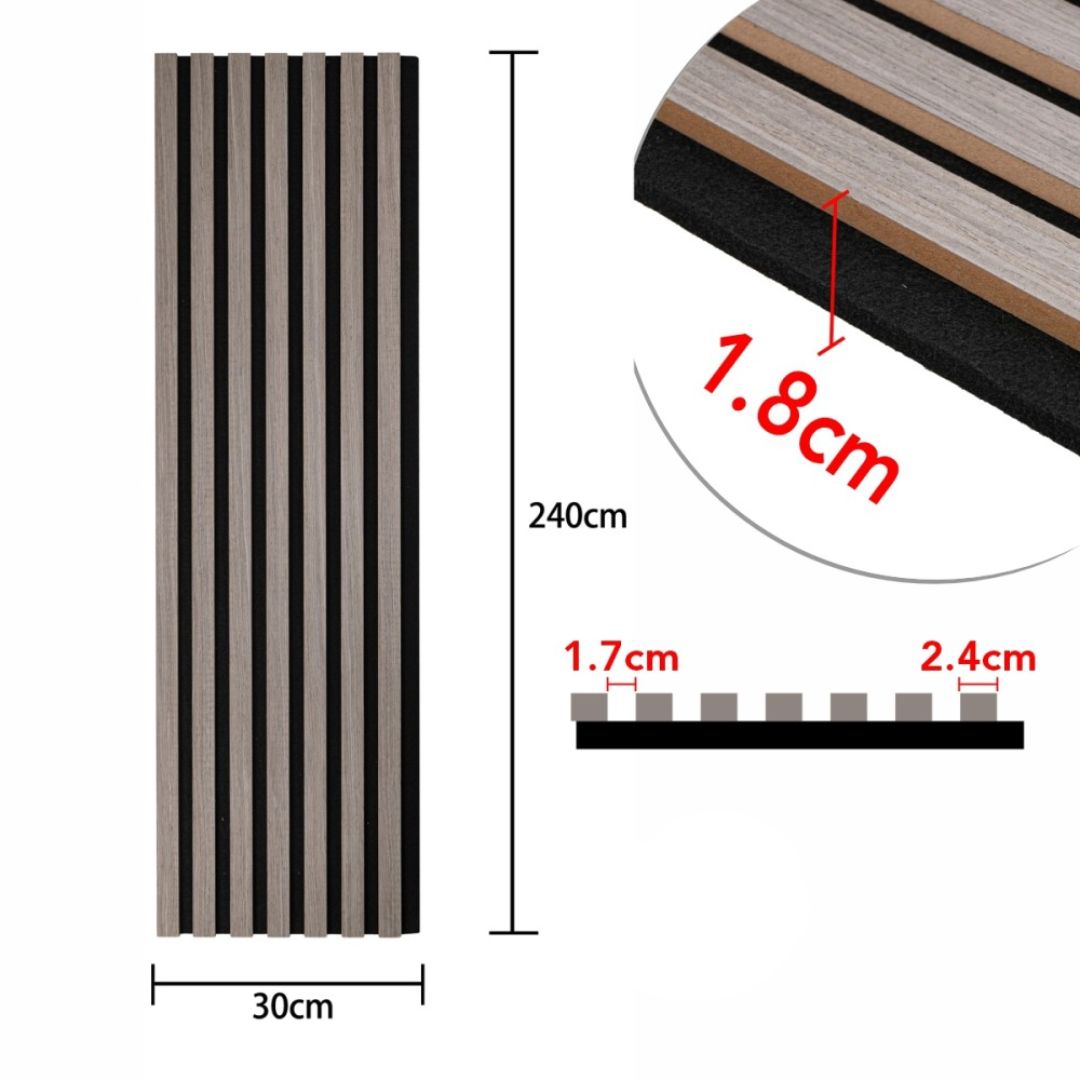 Riflaj Acustic din MDF si Pasla Stejar Antracit D6237 – 30×1,8×240 cm