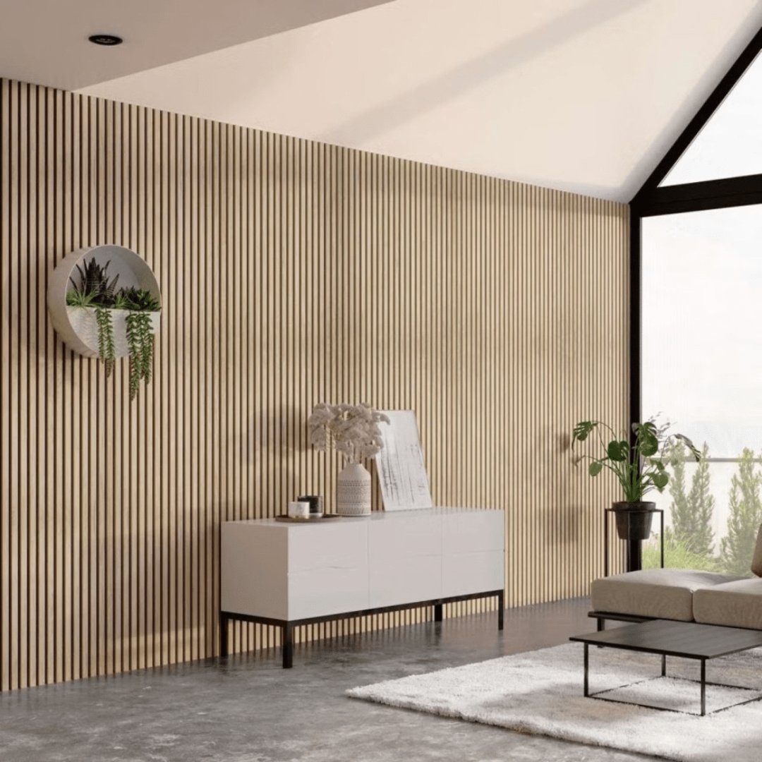 Riflaj Acustic din MDF si Pasla Stejar Deschis D7102 – 30×1,8×270 cm