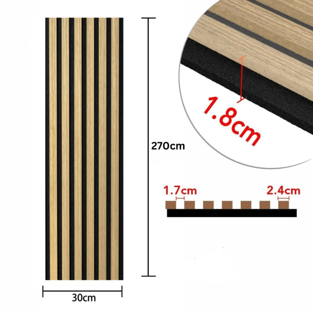 Riflaj Acustic din MDF si Pasla Stejar Deschis D7102 – 30×1,8×270 cm