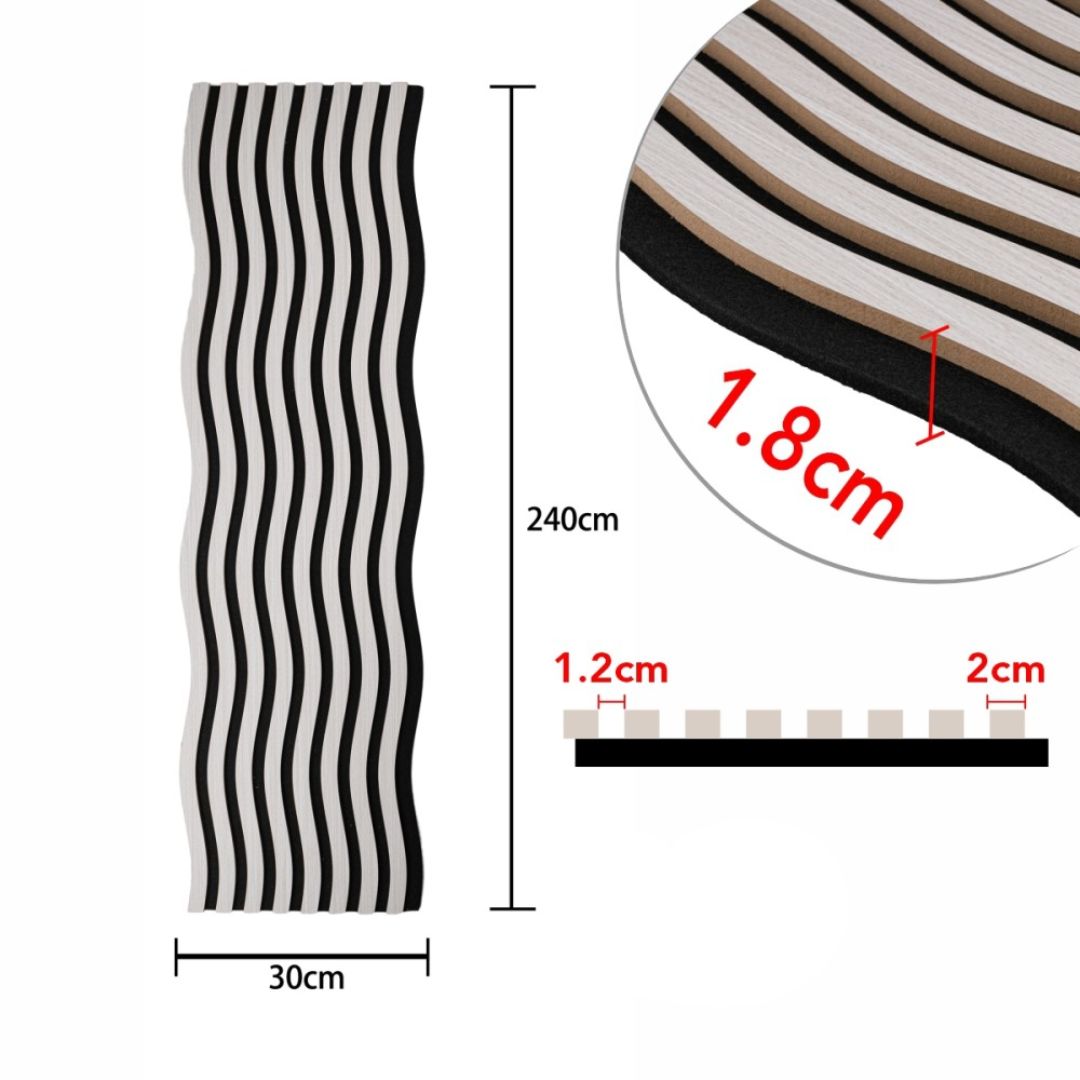 Riflaj Acustic din MDF si Pasla Stejar Gri D6249 – 30×1,8×240 cm