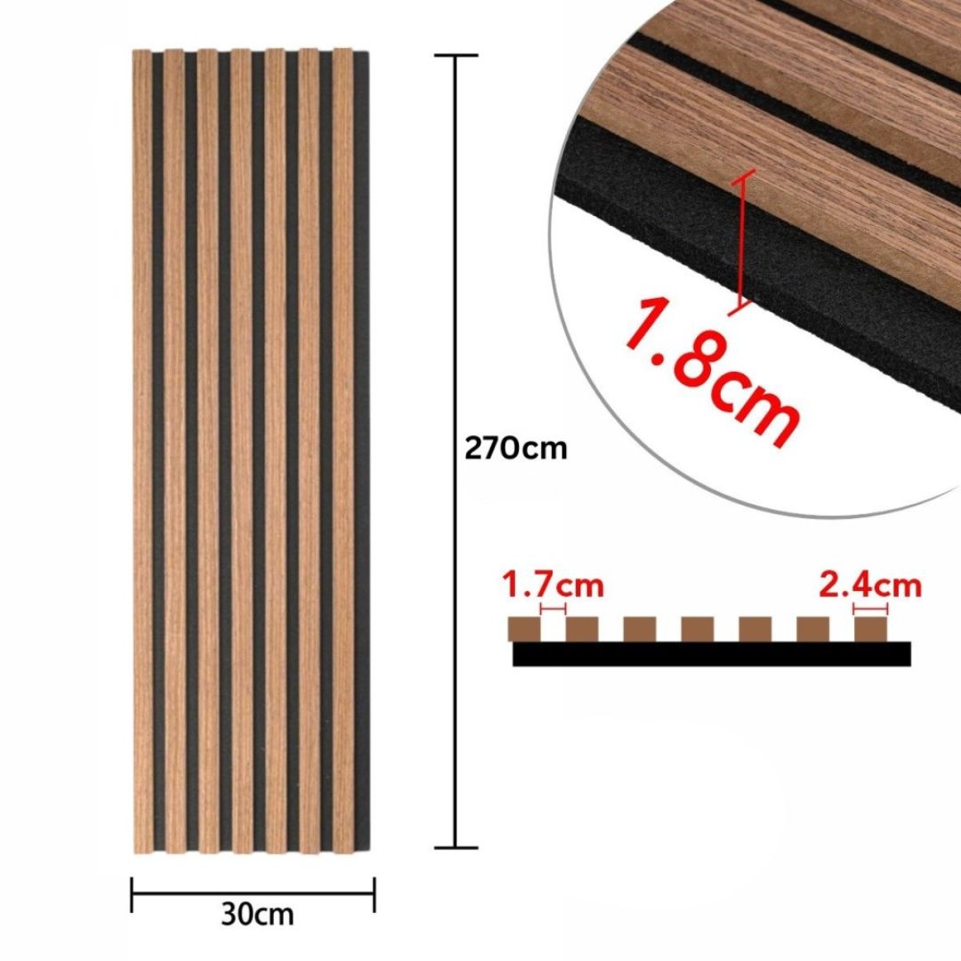 Riflaj Acustic din MDF si Pasla Stejar Natur D7100 – 30×1,8×270 cm