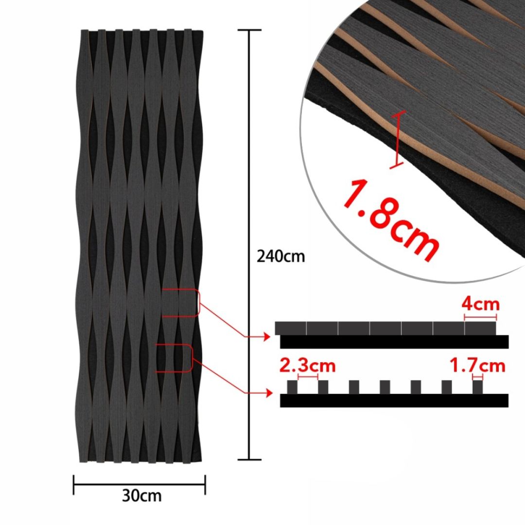 Riflaj Acustic din MDF si Pasla Stejar Negru D6251 – 30×1,8×240 cm