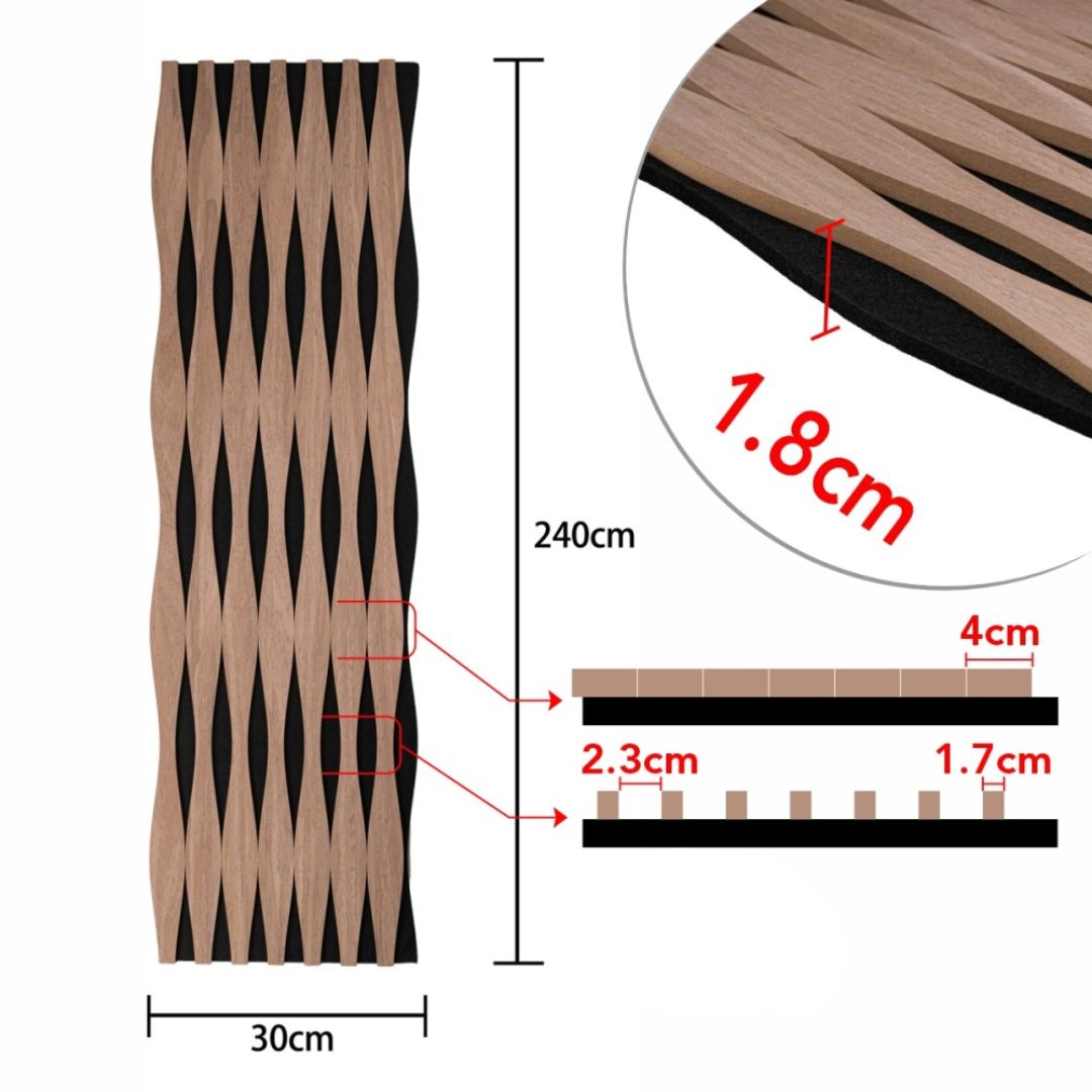 Riflaj Acustic din MDF si Pasla Tec D6250 – 30×1,8×240 cm