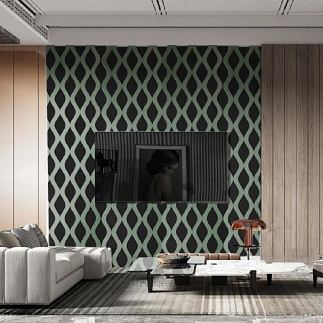 Riflaj Acustic din MDF si Pasla Verde D6240 – 30×1,8×240 cm