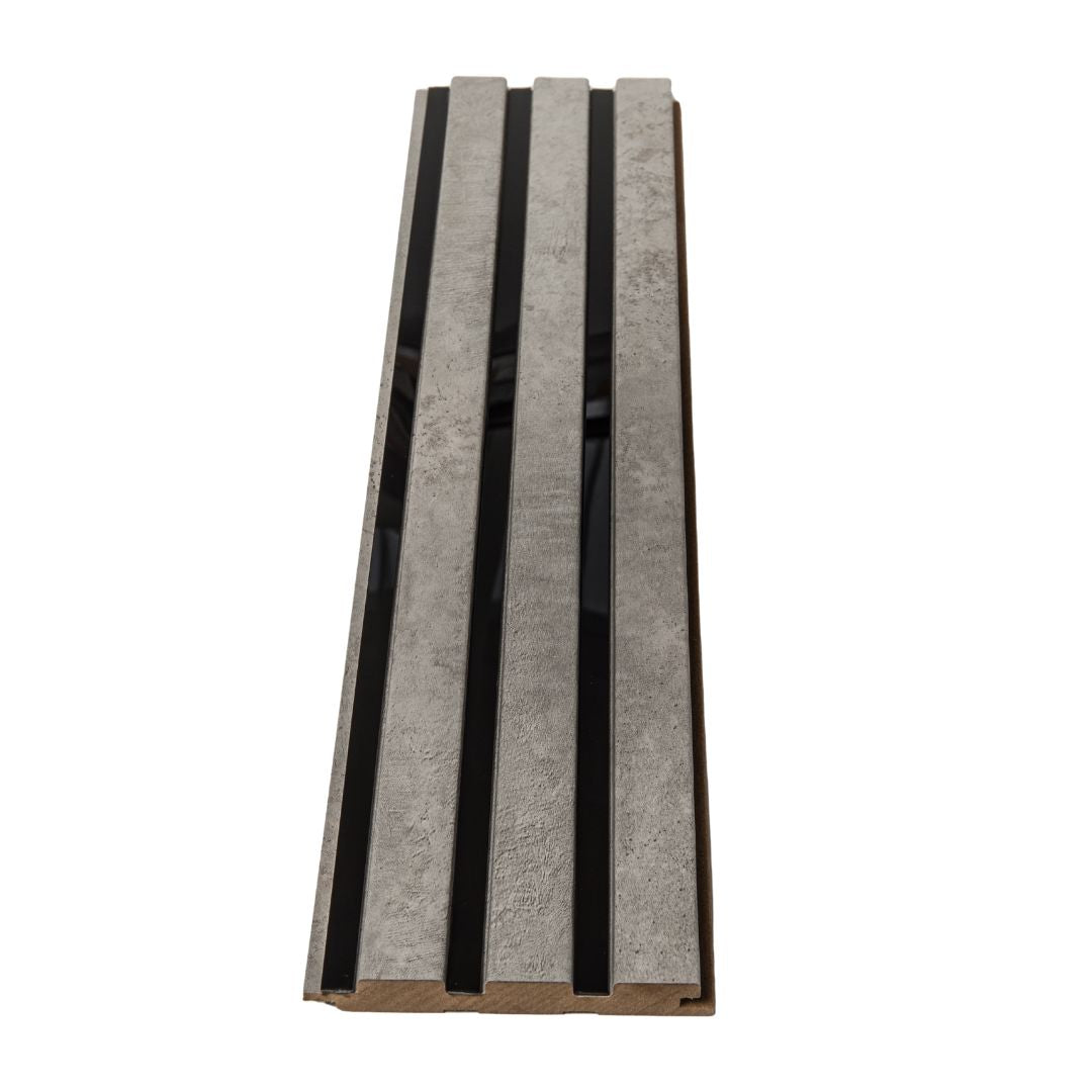 Riflaj gri beton cu oglinda neagra din MDF infoliat - 12x1,8x270 cm