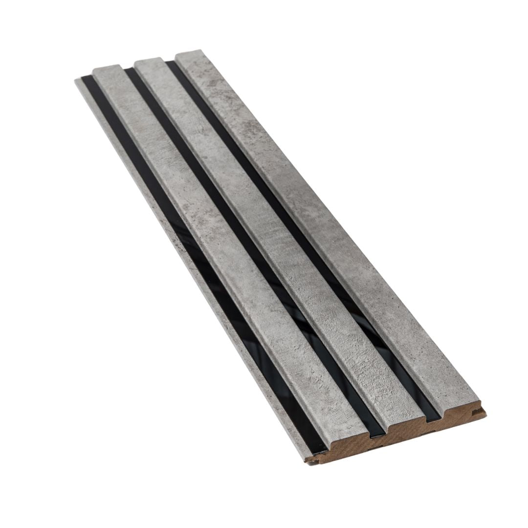 Riflaj gri beton cu oglinda neagra din MDF infoliat - 12x1,8x270 cm