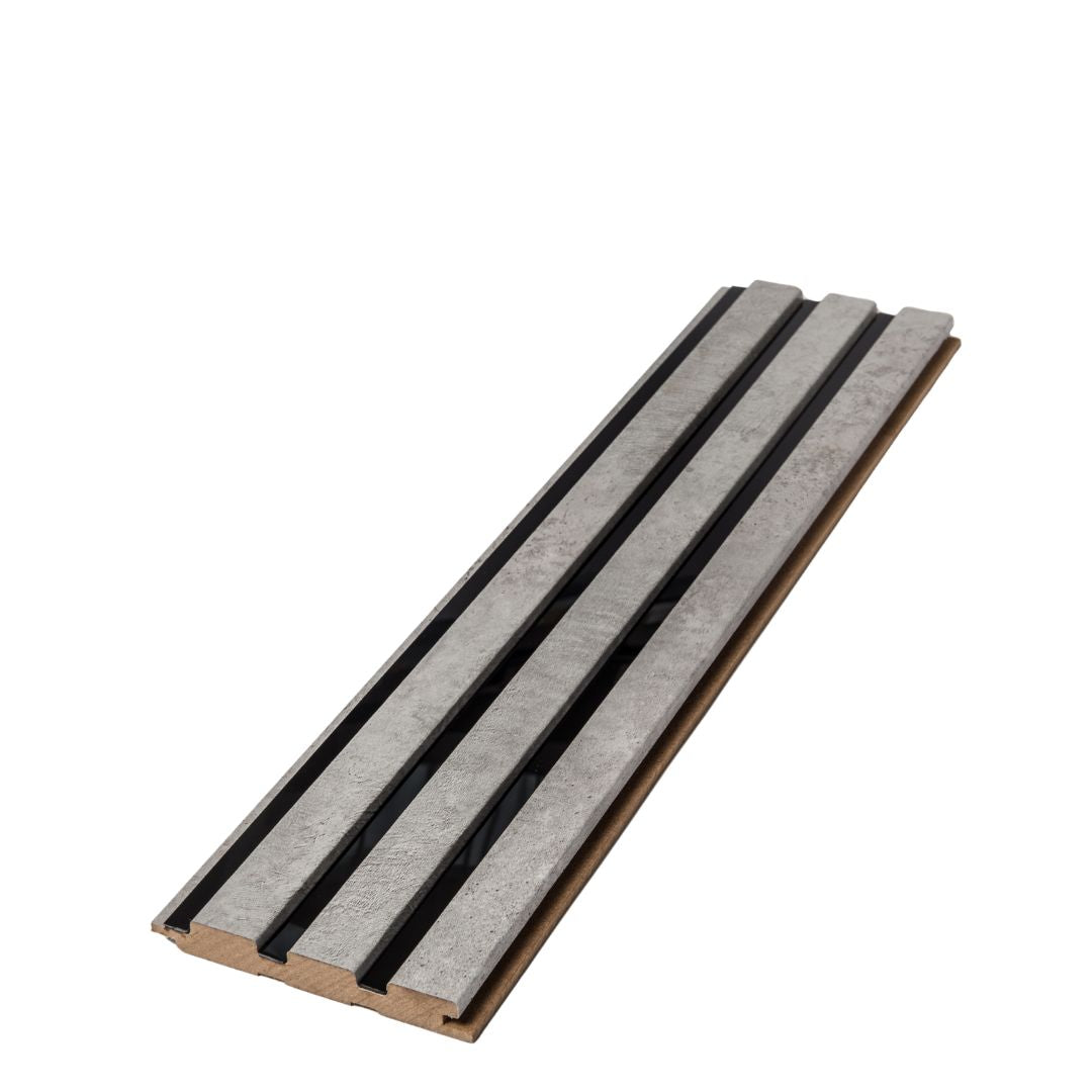 Riflaj gri beton cu oglinda neagra din MDF infoliat - 12x1,8x270 cm