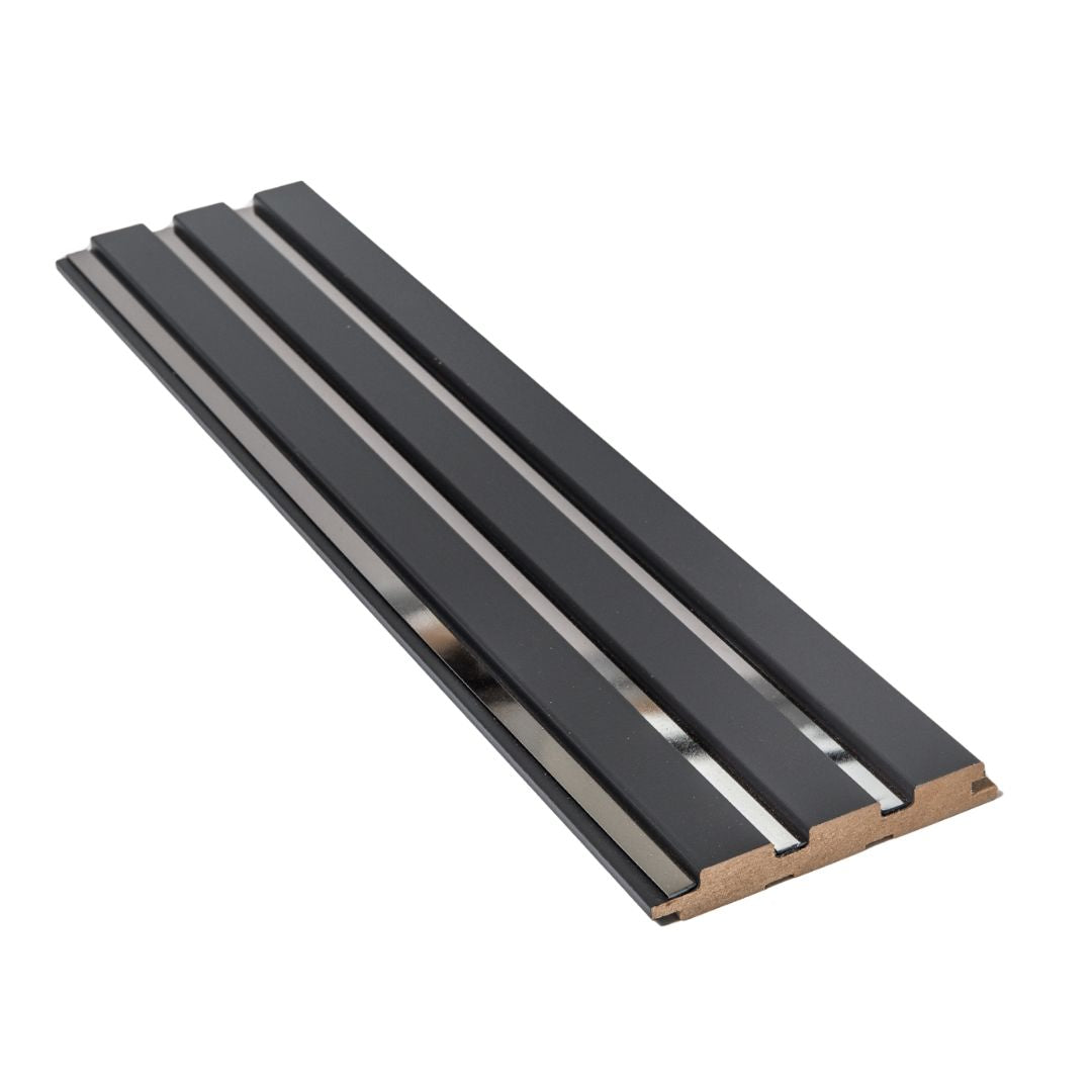 Riflaj gri antracit cu oglinda argintie din MDF infoliat - 12x1,8x270 cm
