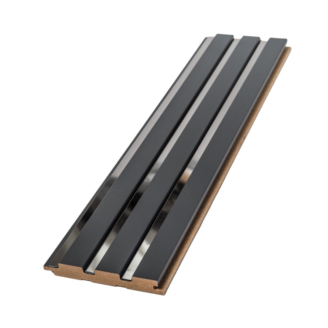 Riflaj gri antracit cu oglinda argintie din MDF infoliat - 12x1,8x270 cm