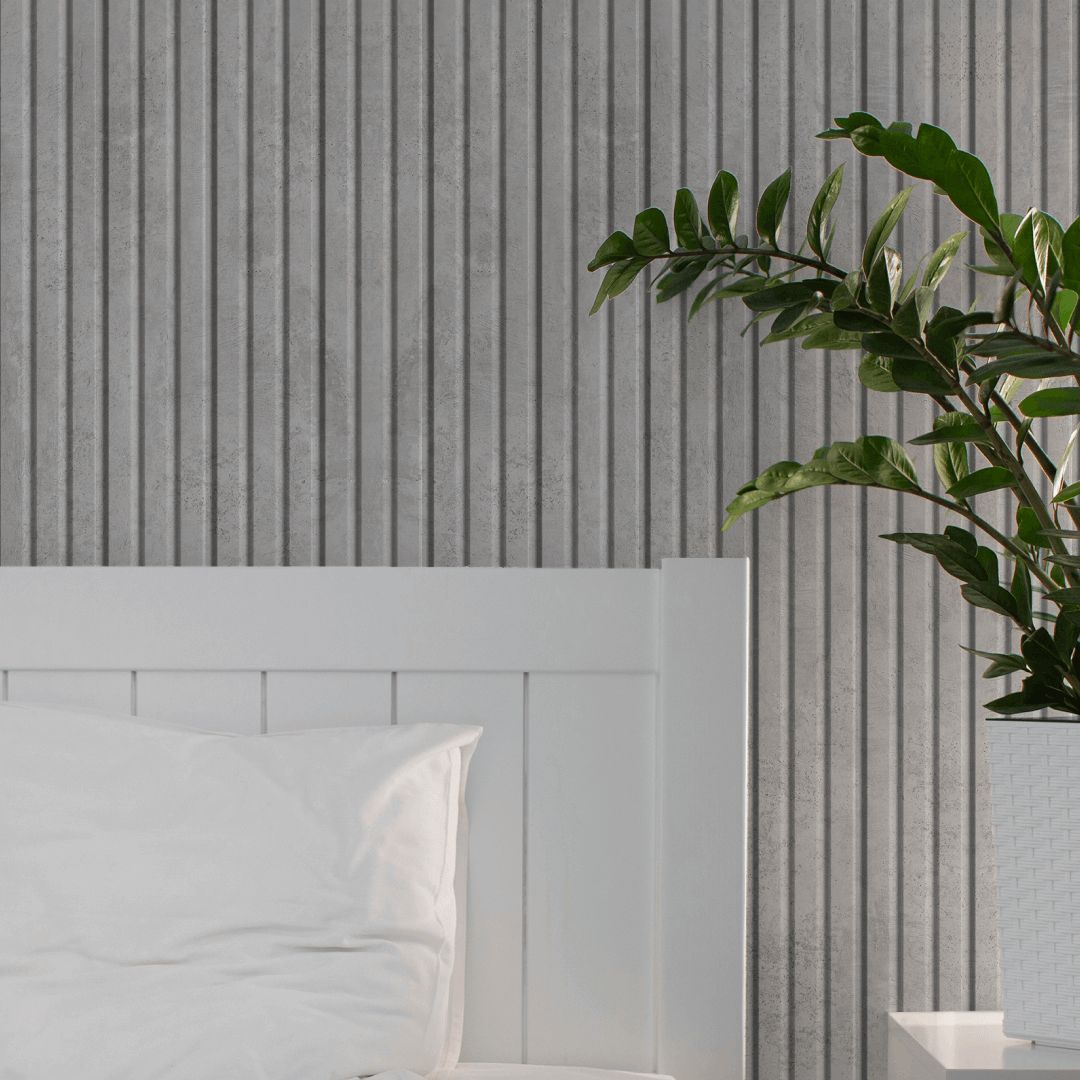 Riflaj gri beton din MDF infoliat - 12x1,8x270 cm