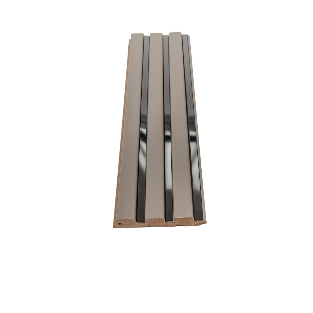 Riflaj gri cu oglinda neagra din MDF infoliat - 12x1,8x270 cm