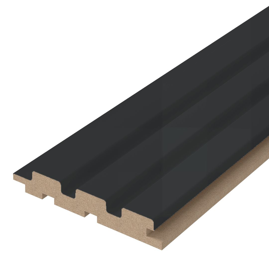 Riflaj negru din MDF înfoliat – 12 x 1,8 x 270 cm