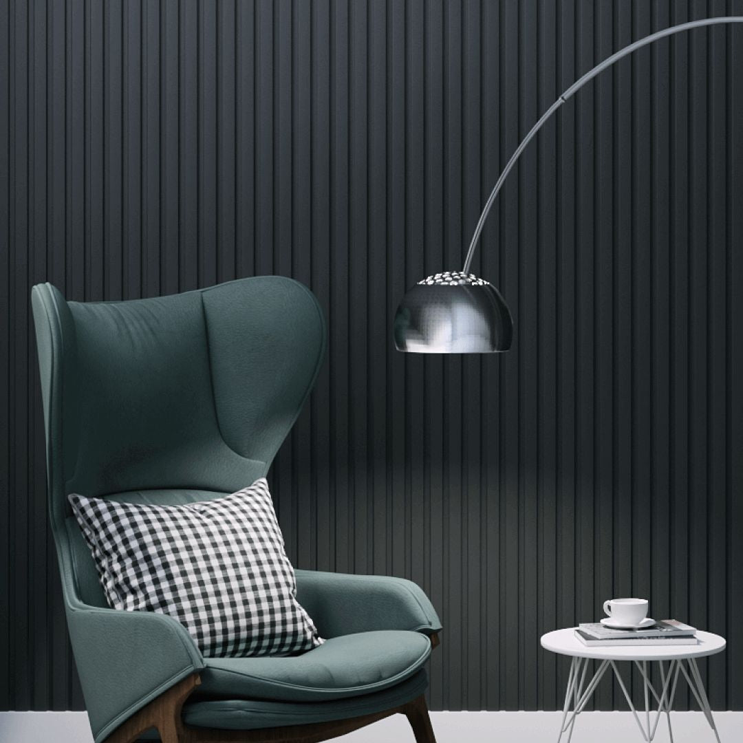 Riflaj negru din MDF înfoliat – 12 x 1,8 x 270 cm