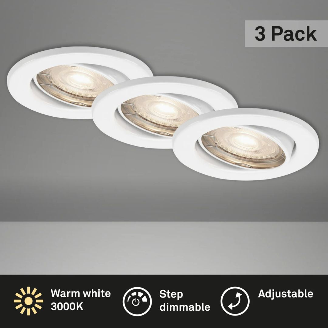 Set 3 spoturi LED ultra slim cu lumina calda ajustabile albe - 460 Lumeni