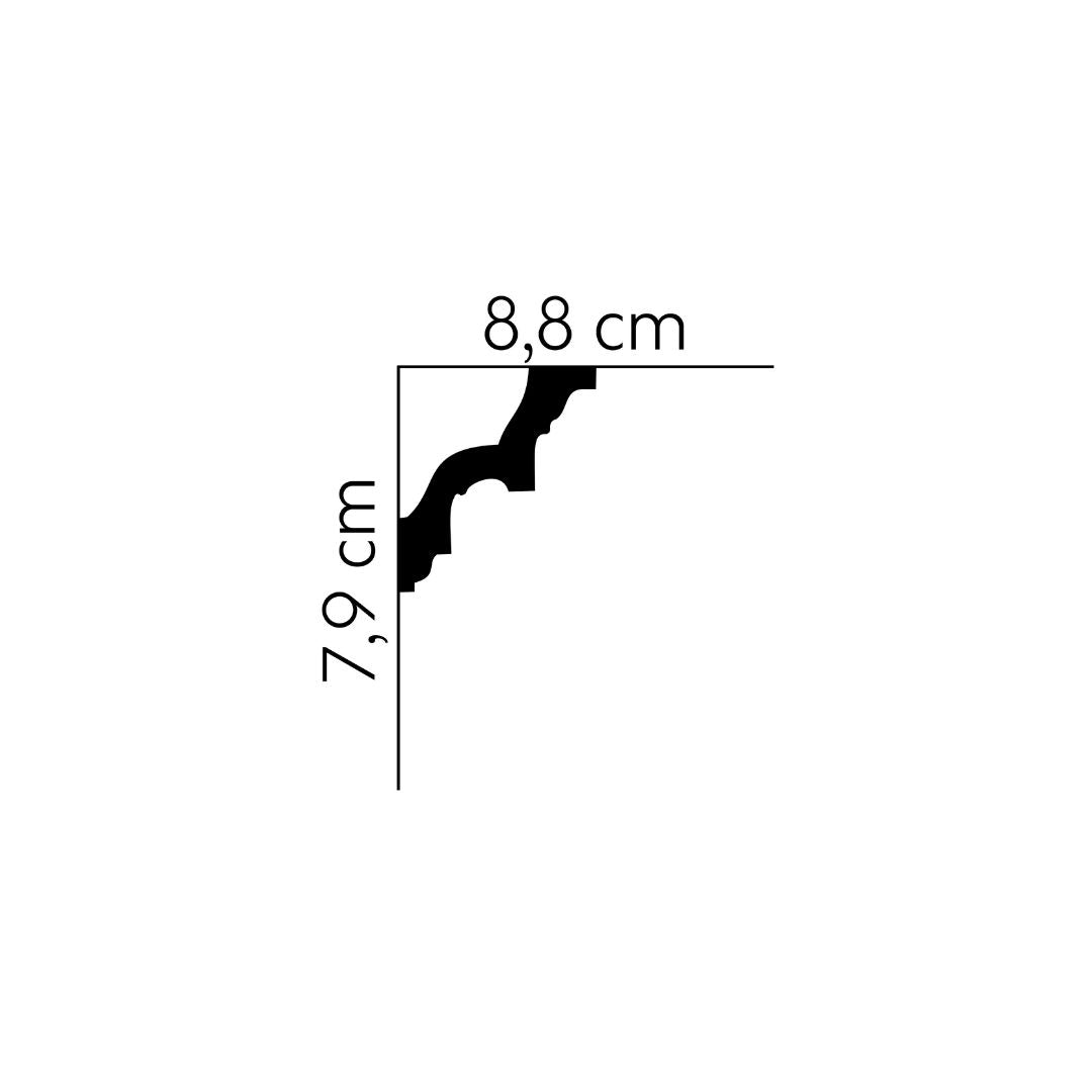 Cornisa decorativa tavan MDA002 – 8,8×7,9×200 cm