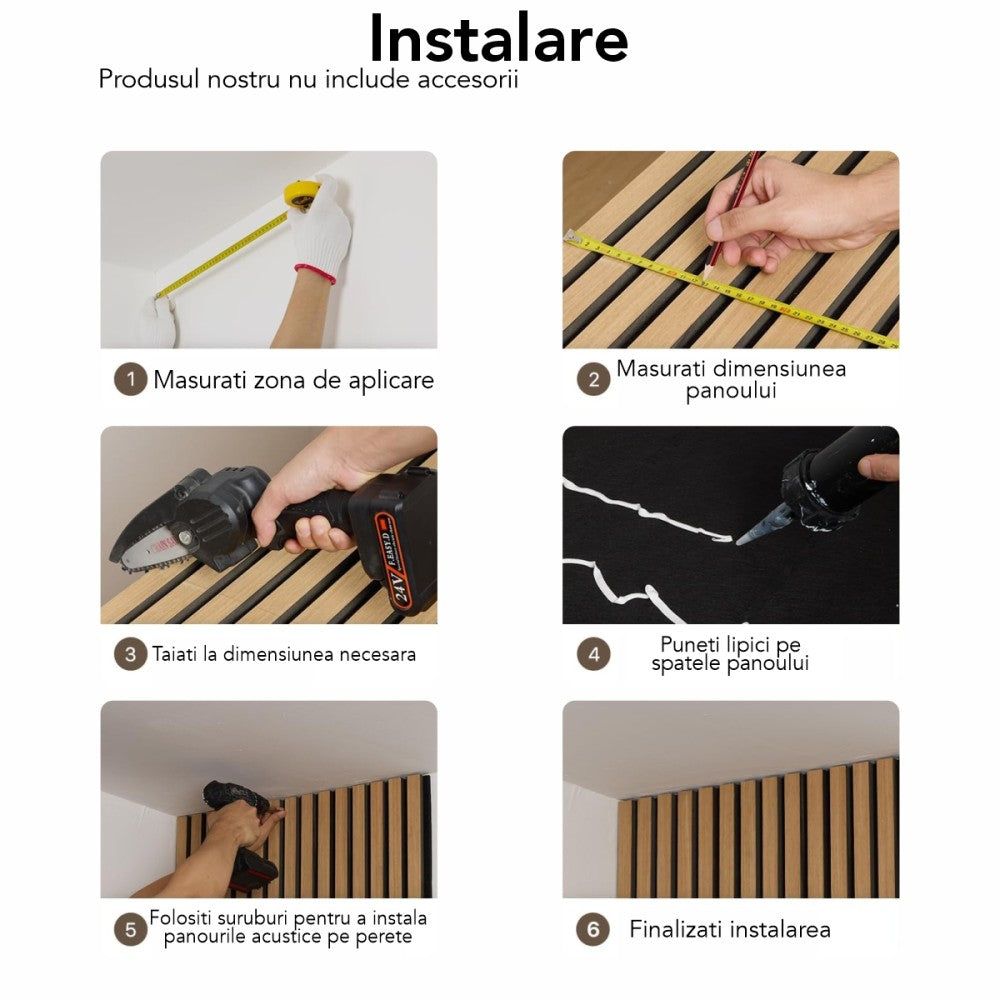 Riflaj Acustic din MDF Gri D7101 - 30x1,8x270 cm